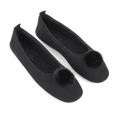 LORO PIANA "Odette" Black Cashmere Mink Pompom Ballerina Slippers Size 37