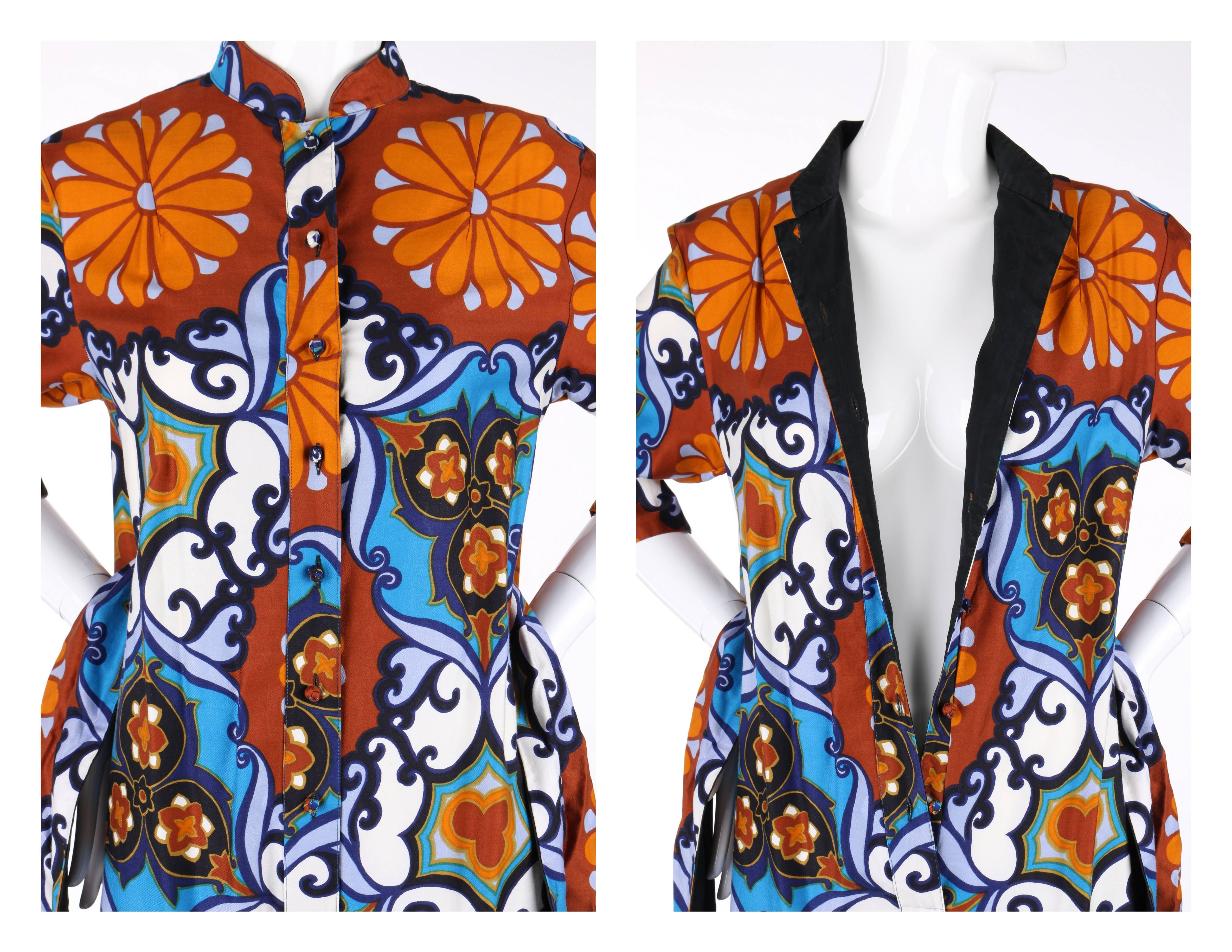 PENTHOUSE GALLERY c.1970's CATHERINE OGUST Floral Print Palazzo Jumpsuit w/ Belt In Excellent Condition In Thiensville, WI