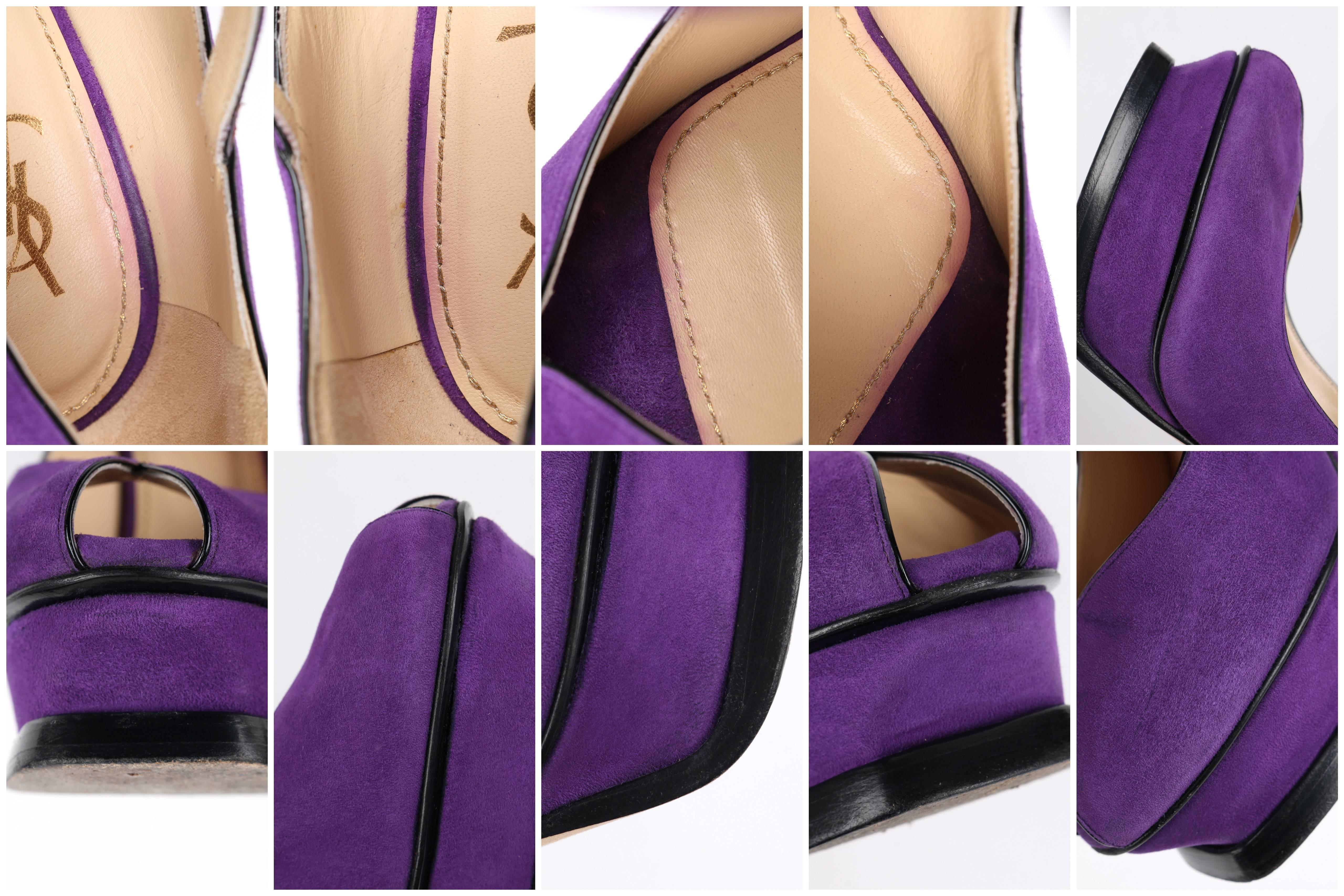 YVES SAINT LAURENT S/S 2007 - Escarpins à plateforme en daim violet « Tribute Mary Jane » YSL en vente 4