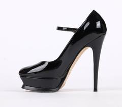 YVES SAINT LAURENT "Tribute Mary Jane" YSL Black Patent Leather Platform Pumps