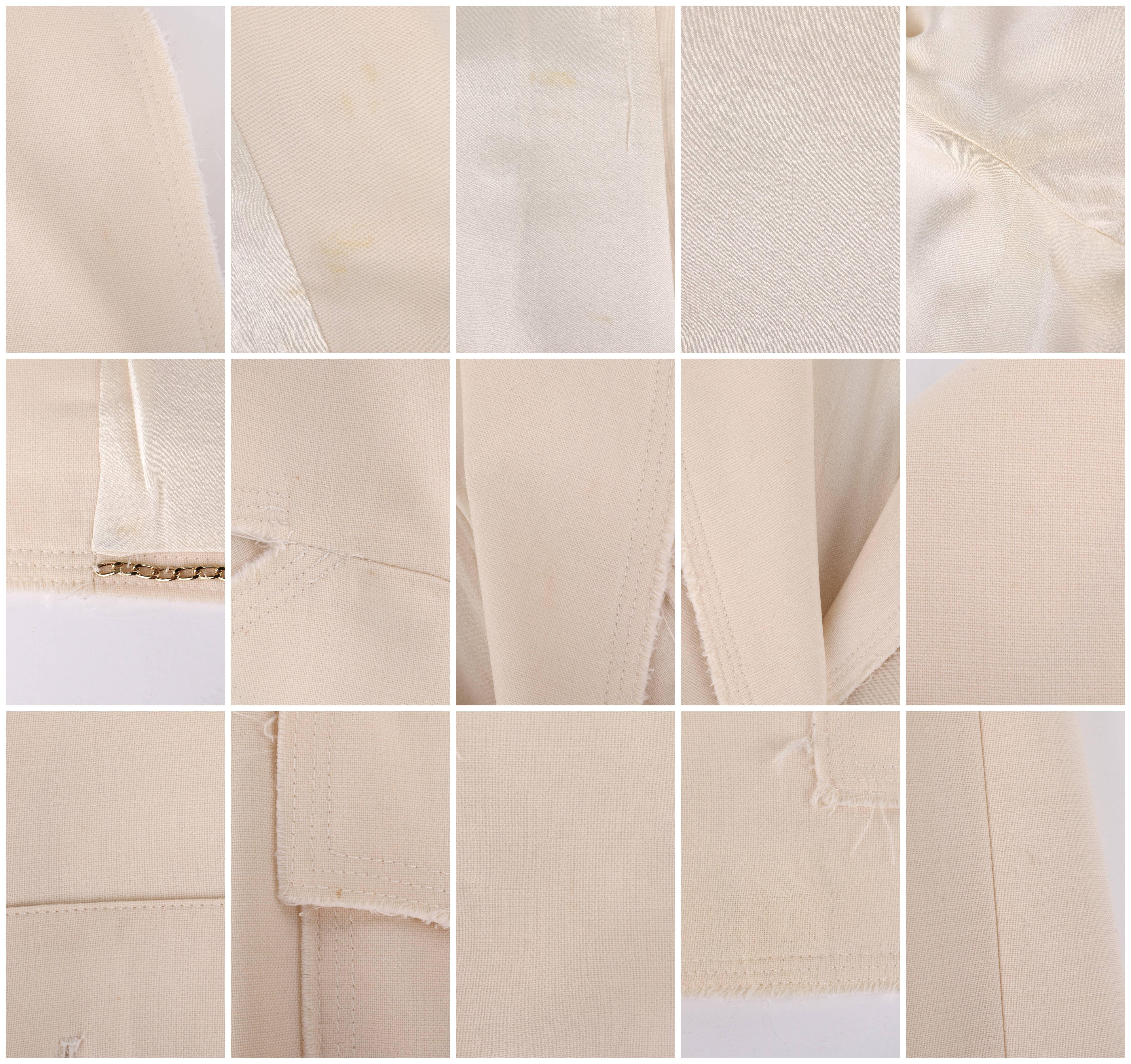 CHANEL S/S 2007 Creme Wool Blend Raw Edge Detail Four Pocket Blazer Jacket 2