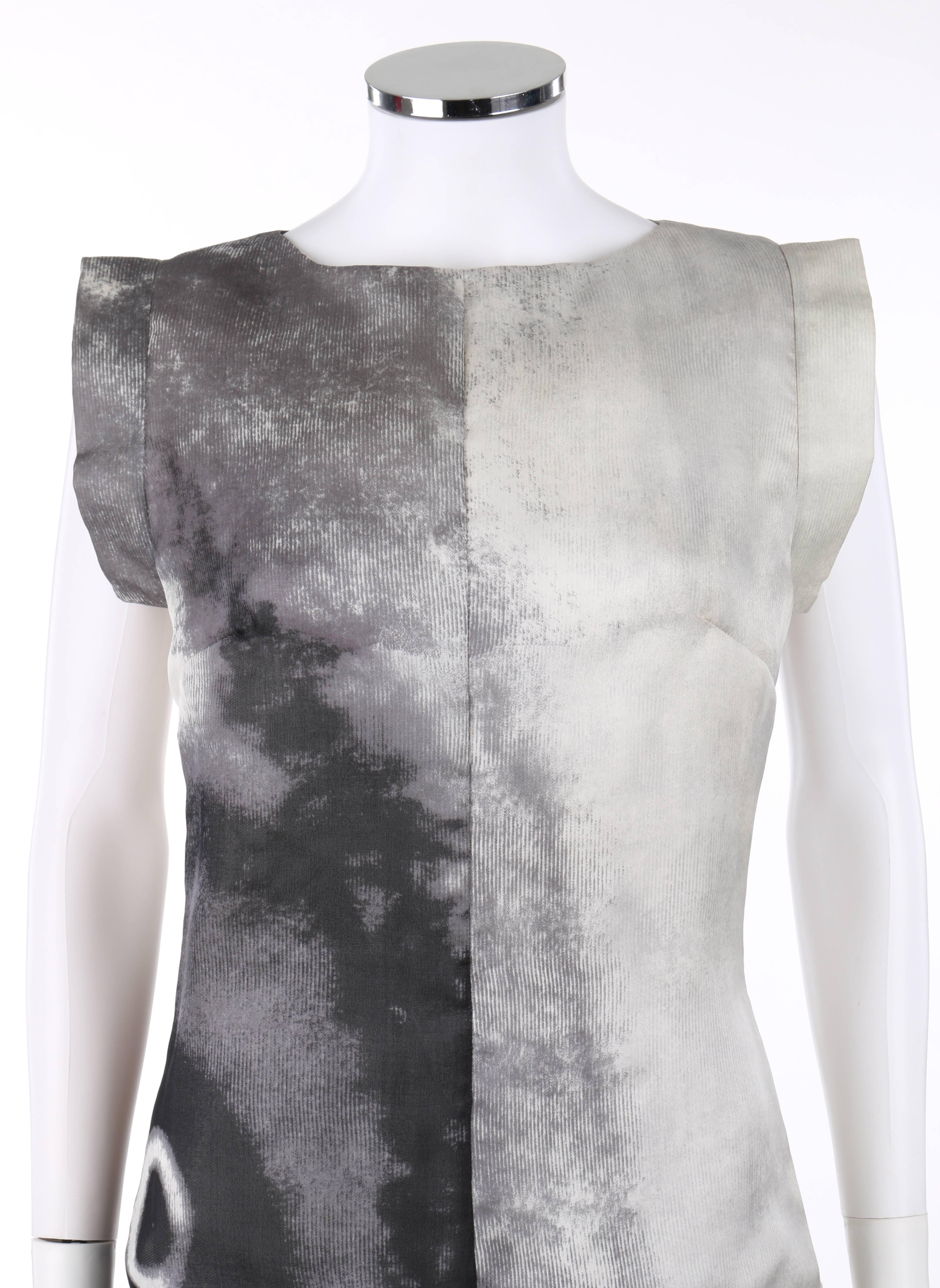 Gray GIVENCHY Couture S/S 1999 ALEXANDER McQUEEN Black White Abstract Eye Print Dress For Sale