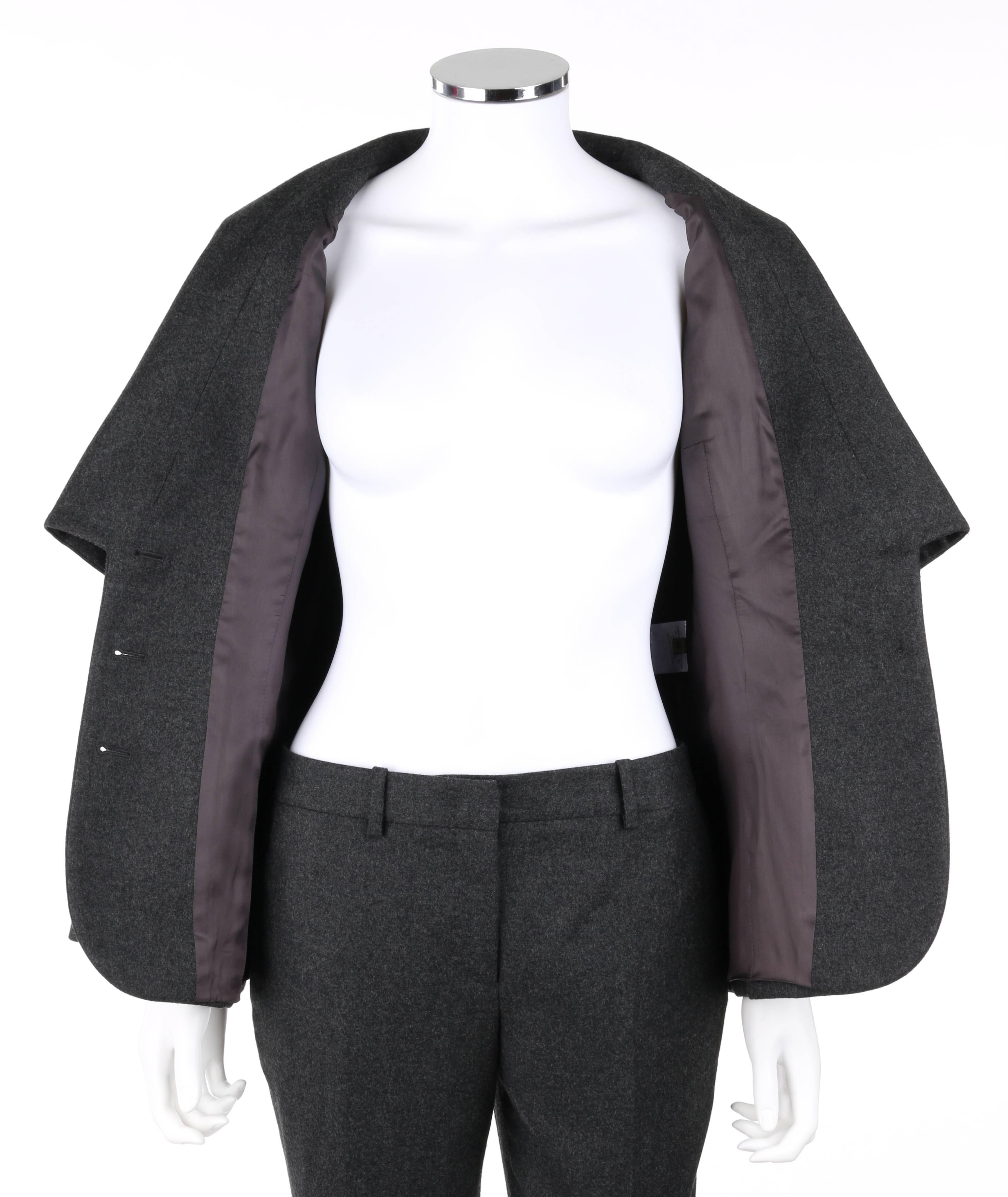 ALEXANDER McQUEEN Pre-Fall 2009 2 Piece Gray Wool Cashmere Blazer Pant Suit Set In Excellent Condition For Sale In Thiensville, WI