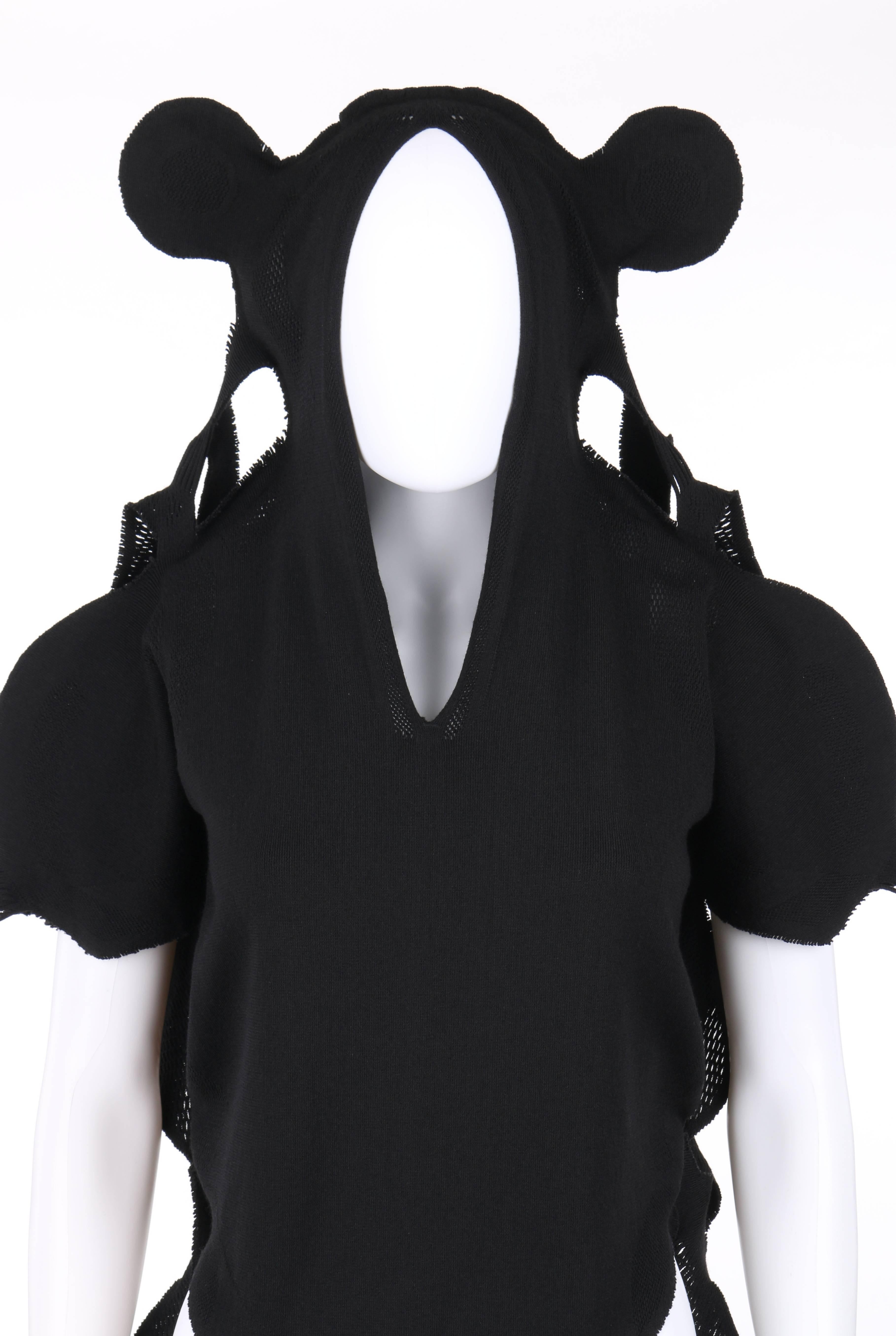 Women's ISSEY MIYAKE A-Poc c.2001 DAI FUJIWARA Black Knit Monkey Top RARE For Sale