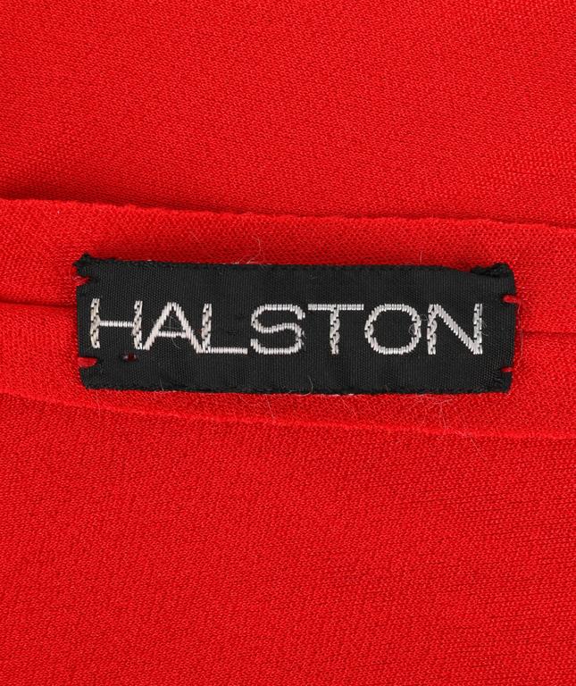 HALSTON c.1970's Red Spandex One Shoulder Draped Jumpsuit at 1stDibs