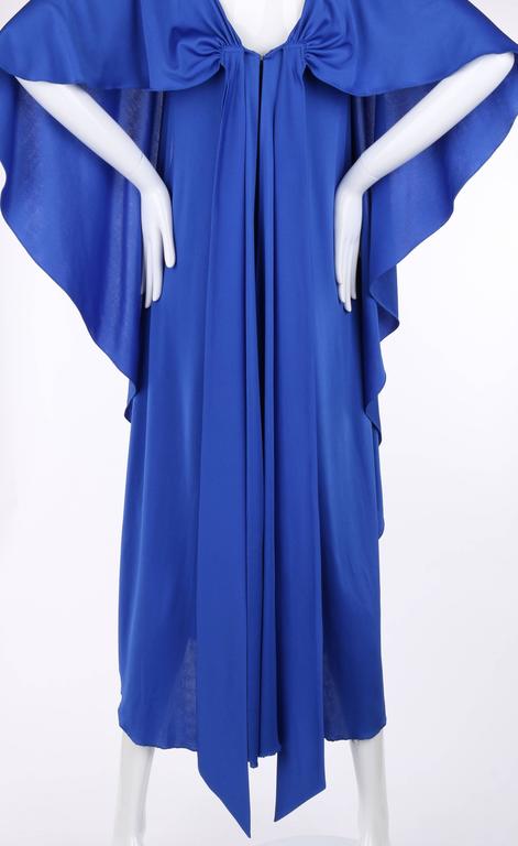 HALSTON c.1970's Royal Blue Jersey Knit Evening Caftan Gown at 1stDibs