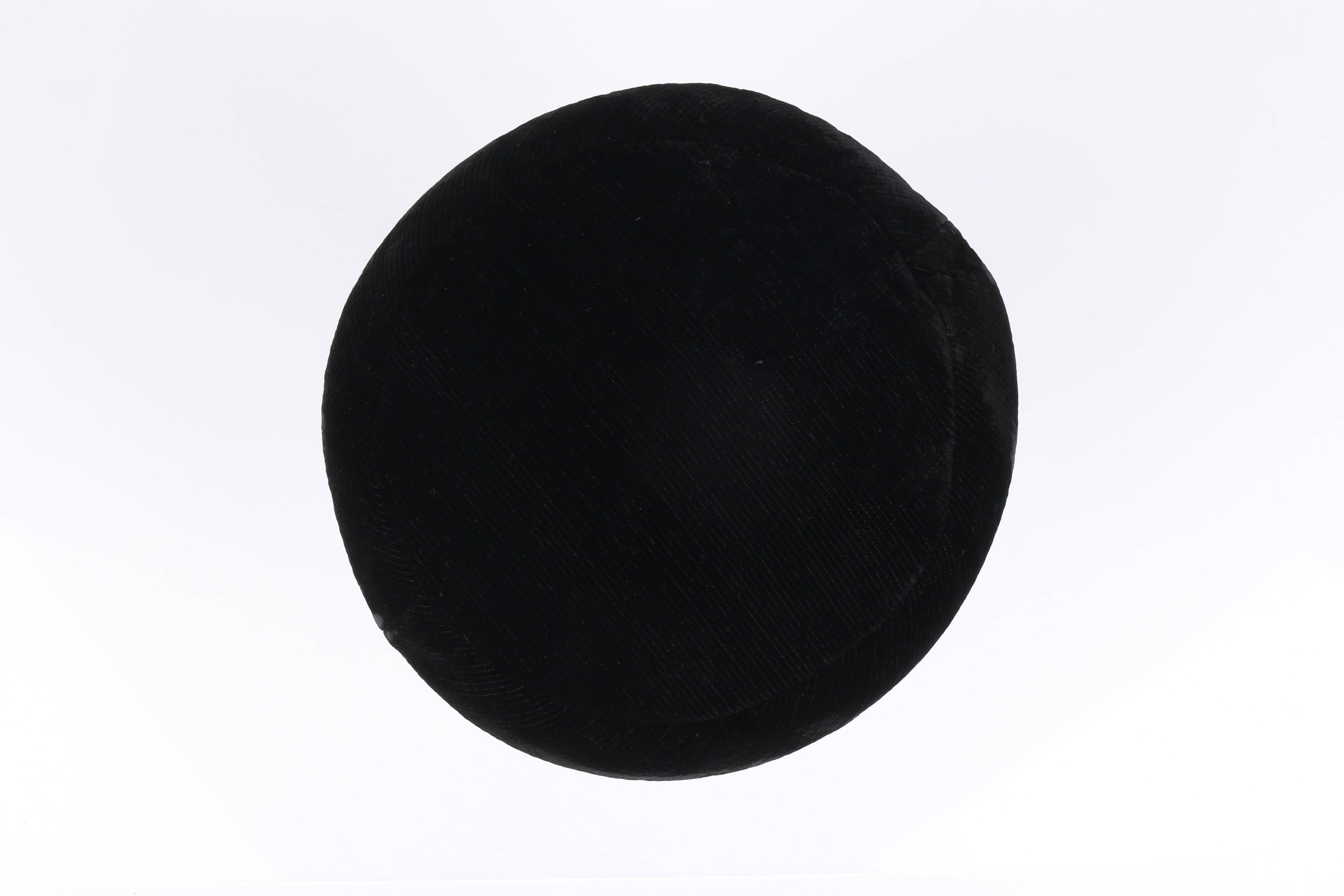 YVES SAINT LAURENT c.1960's YSL Mod Black Velvet Saucer Tam Hat 1