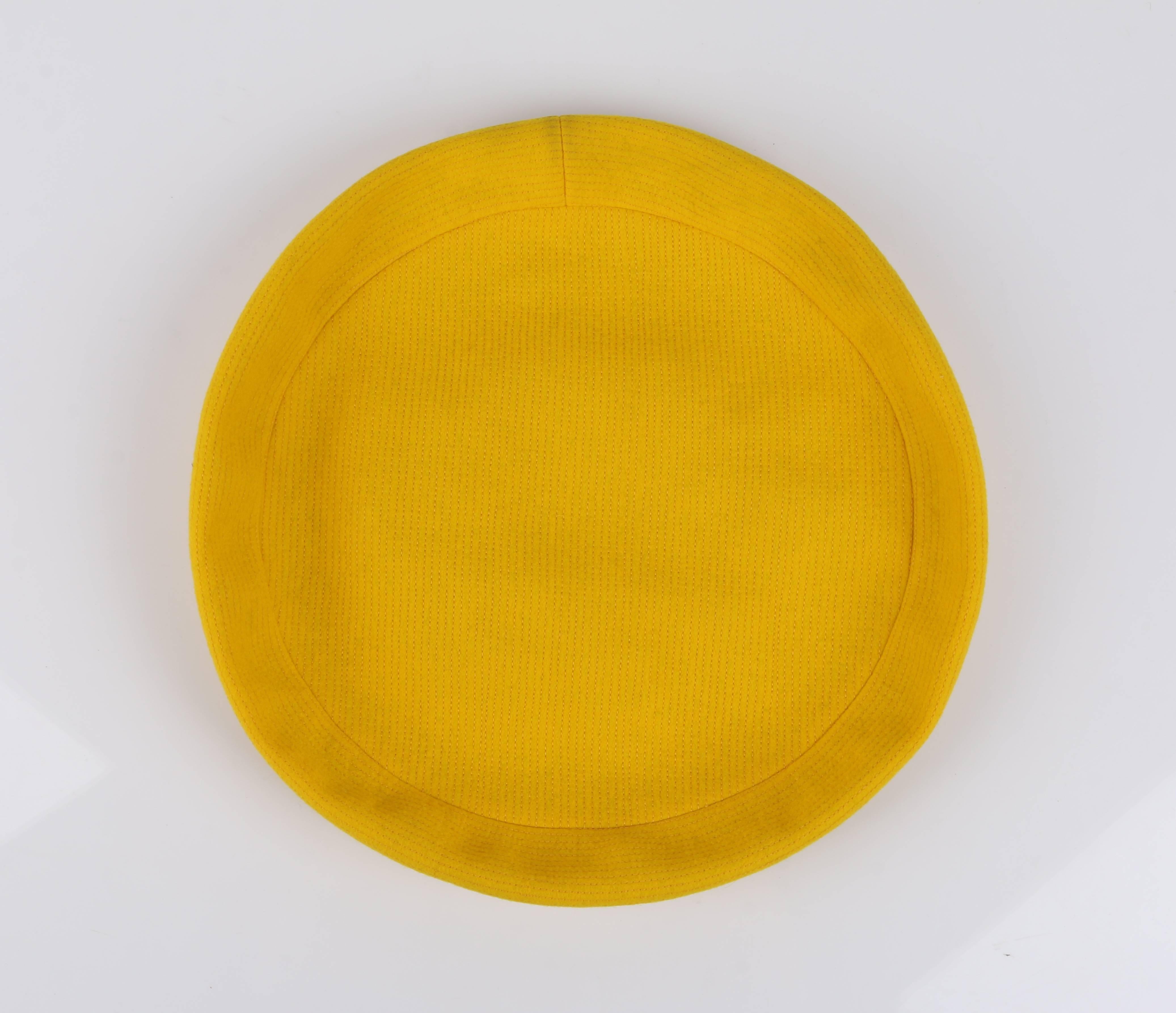 YVES SAINT LAURENT c.1960's YSL Mod Yellow Wool Saucer Tam Hat 2