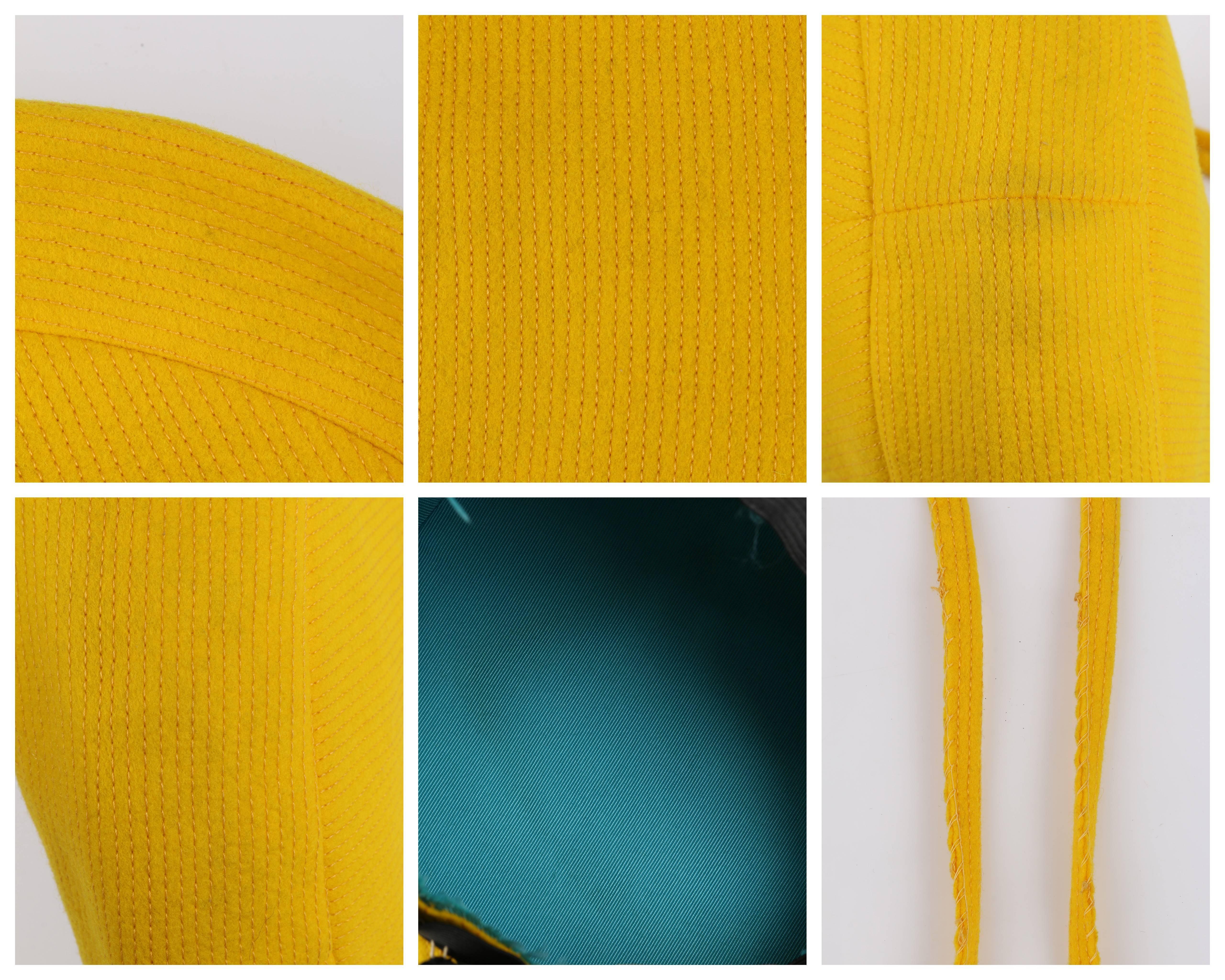 YVES SAINT LAURENT c.1960's YSL Mod Yellow Wool Saucer Tam Hat 4