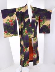 Couture c.1920's Multicolor Floral Print Silk Kimono