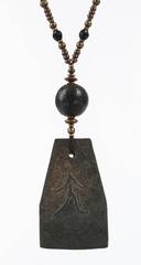 SUSAN GREEN "Banda" Brass Stone Amulet Pendant Artwear Necklace OOAK