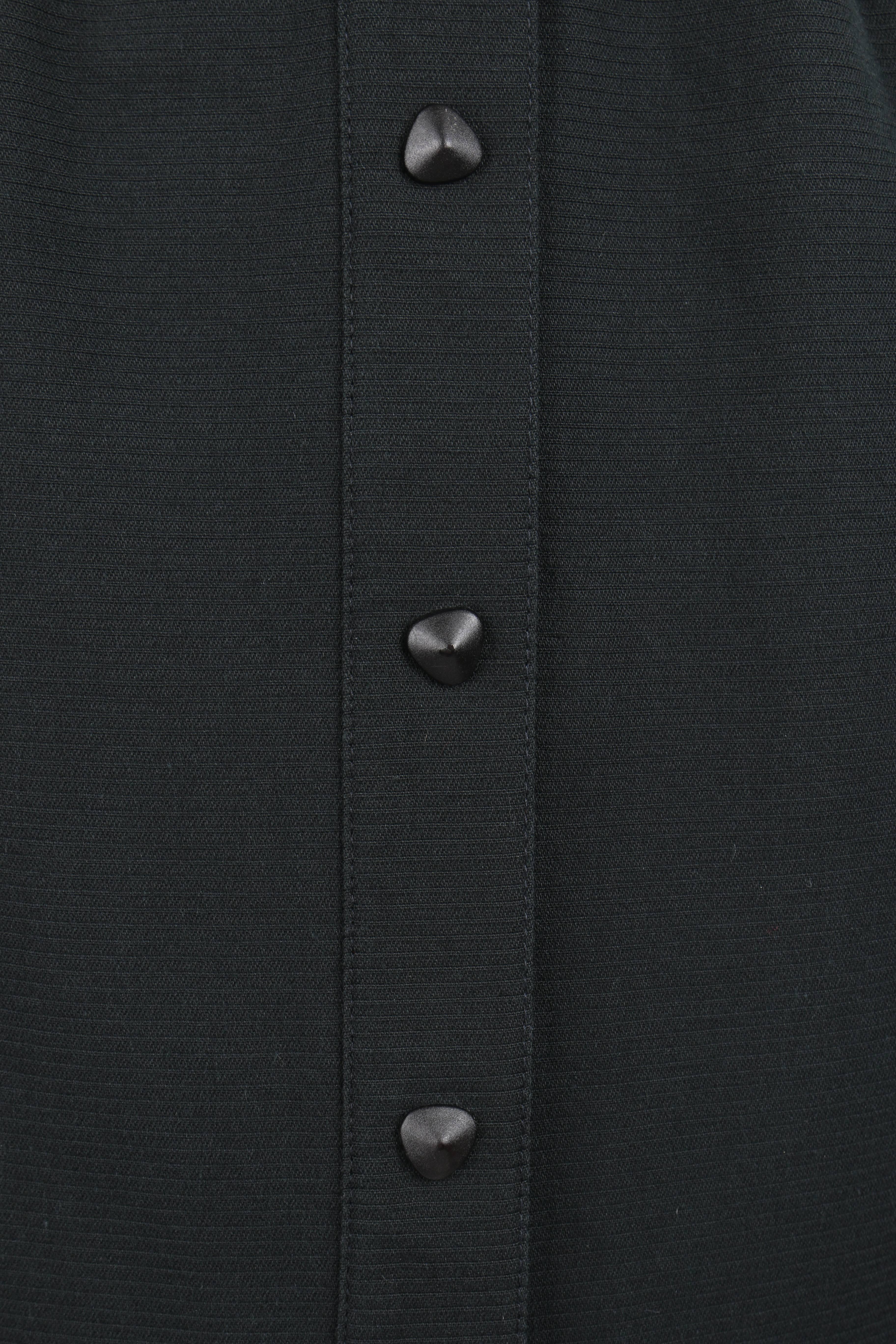 THIERRY MUGLER S/S 1985 Black Cotton Button Front Illusion Shirt Dress 2