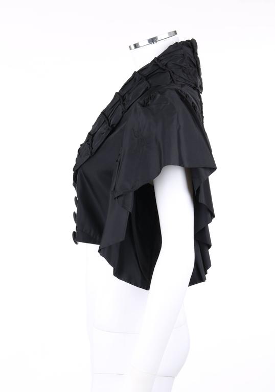 JEAN PATOU Adaptation c.1930's Black Silk Jacket Ruffled Capelet For ...