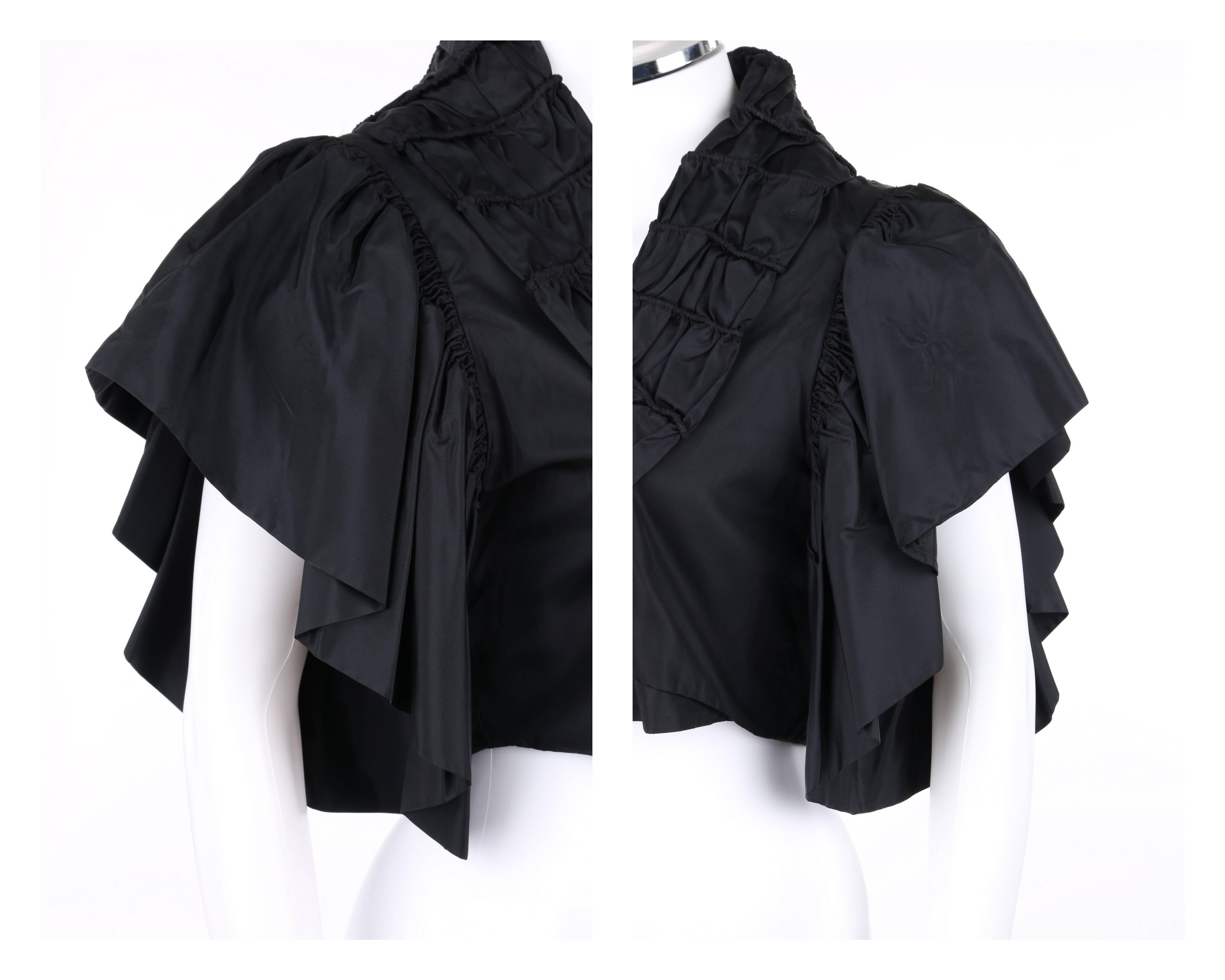 Women's JEAN PATOU Adaptation c.1930's Black Silk Jacket Ruffled Capelet  For Sale