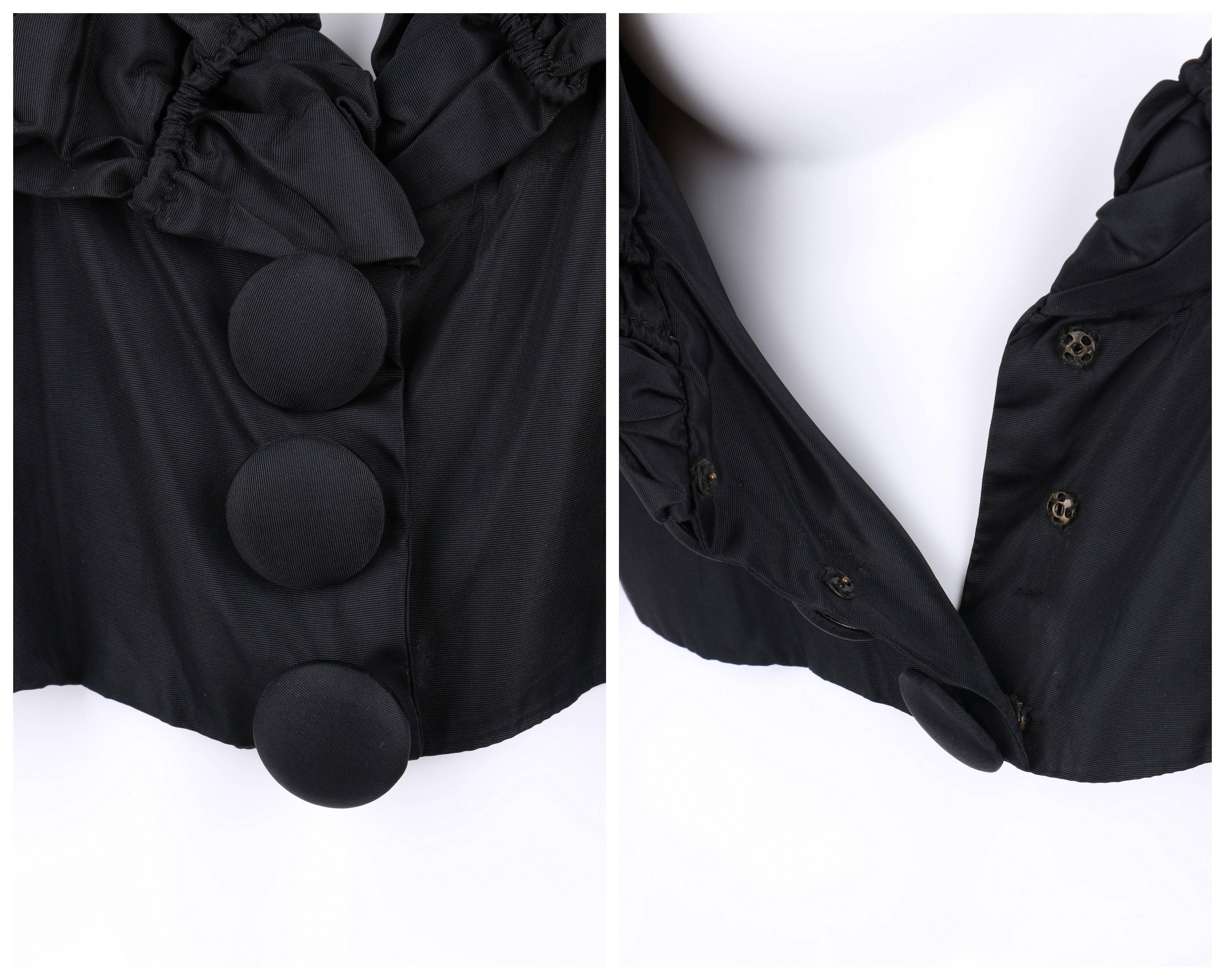 JEAN PATOU Adaptation c.1930's Black Silk Jacket Ruffled Capelet  For Sale 1