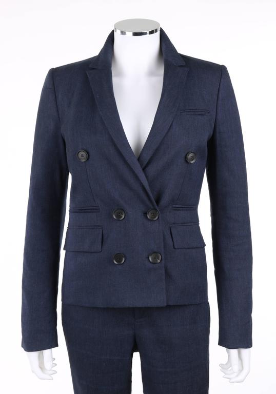 GUCCI PreFall 2014 2 Pc Dark Blue Linen Blend Double Breasted Jacket
