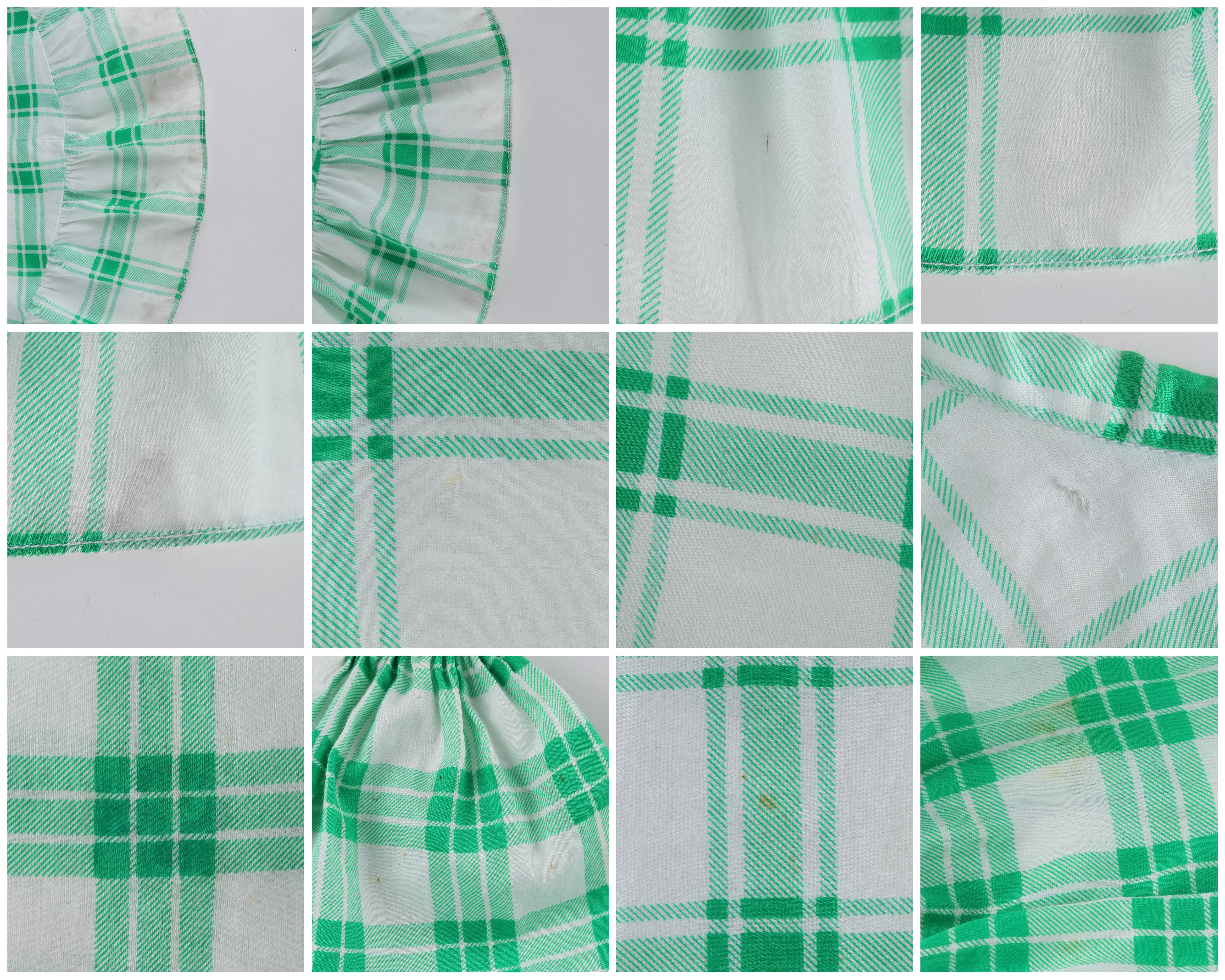 YVES SAINT LAURENT S/S 1978 YSL 2 Pc Green Plaid Peasant Blouse Wrap Skirt Set 3