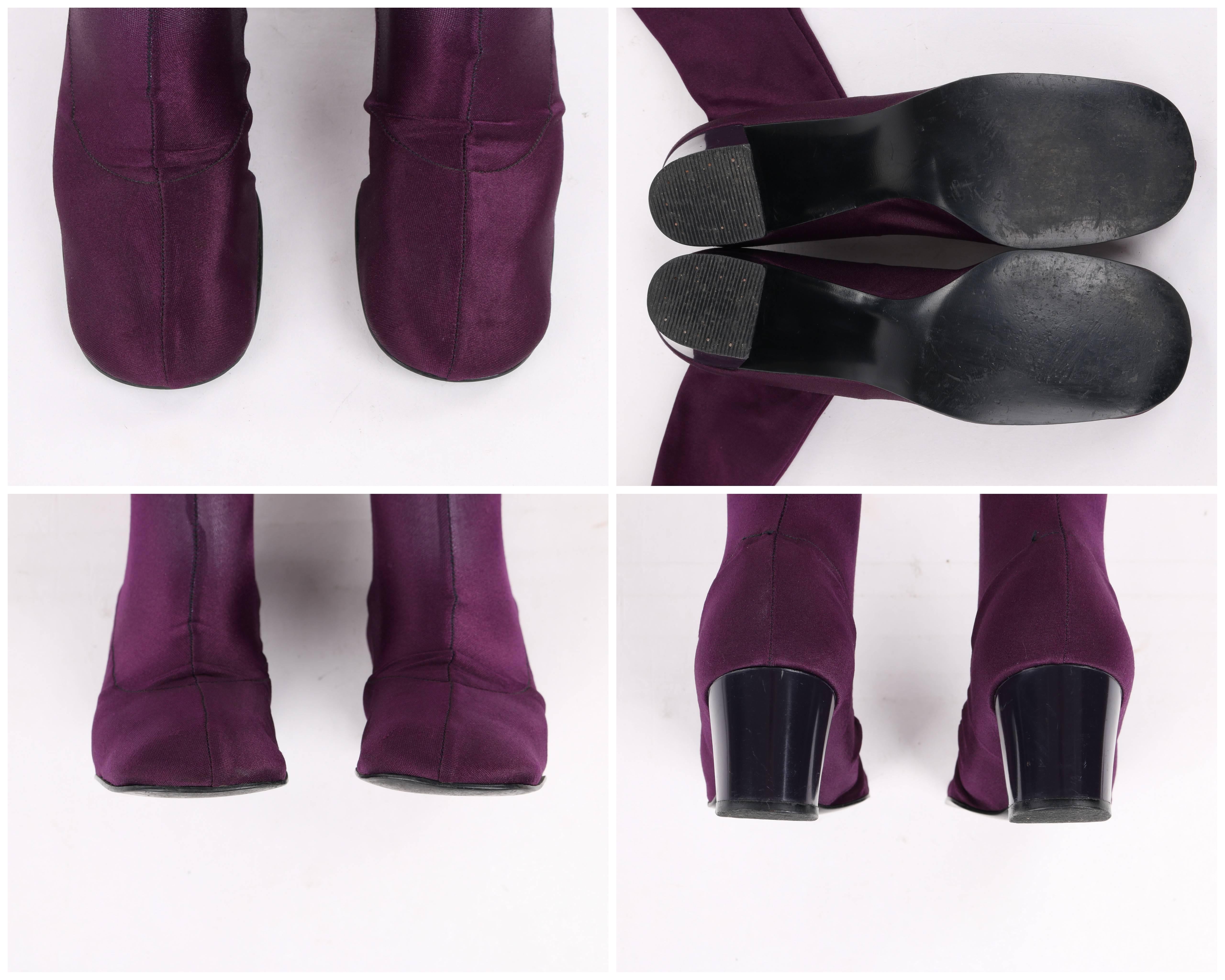 Black PAN-T-BOOTS c.1960's Plum Purple Leggings Pant Boots Size 6 - 7 M For Sale