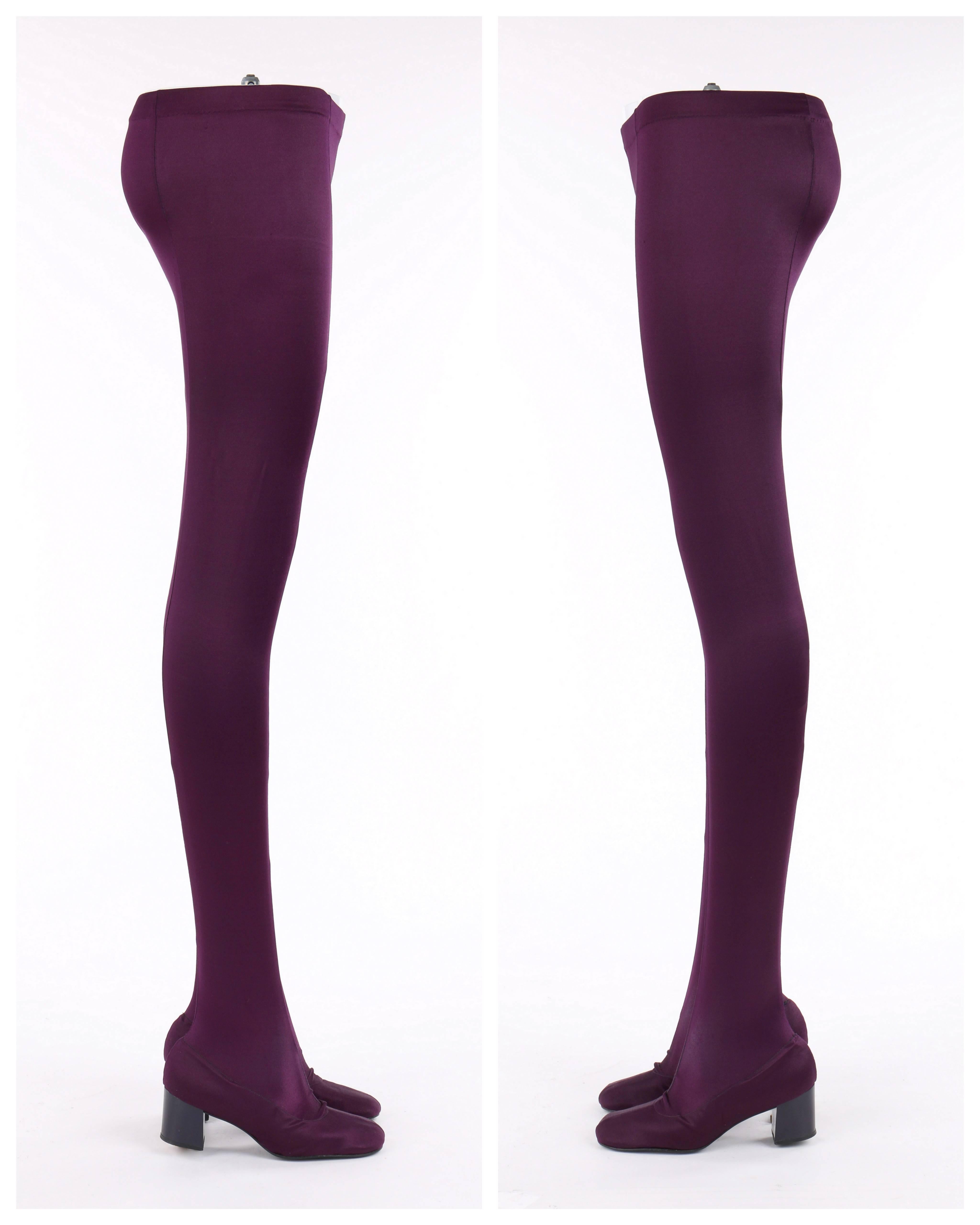 PAN-T-BOOTS ca. 1960er Jahre Pflaumenfarbene lila Leggings Hosenstiefel Größe 6 - 7 M (Schwarz) im Angebot