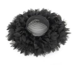 CHRISTIAN DIOR Chapeaux c.1960's Black Sheer Horsehair Silk Floral Cartwheel Hat