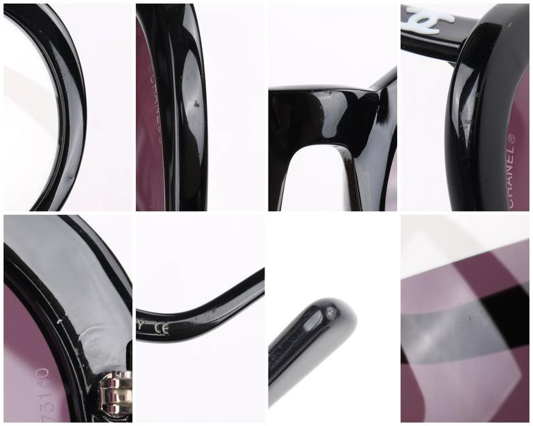 CHANEL S/S 2007 Black Round Halftint Sunglasses S5018 at 1stDibs