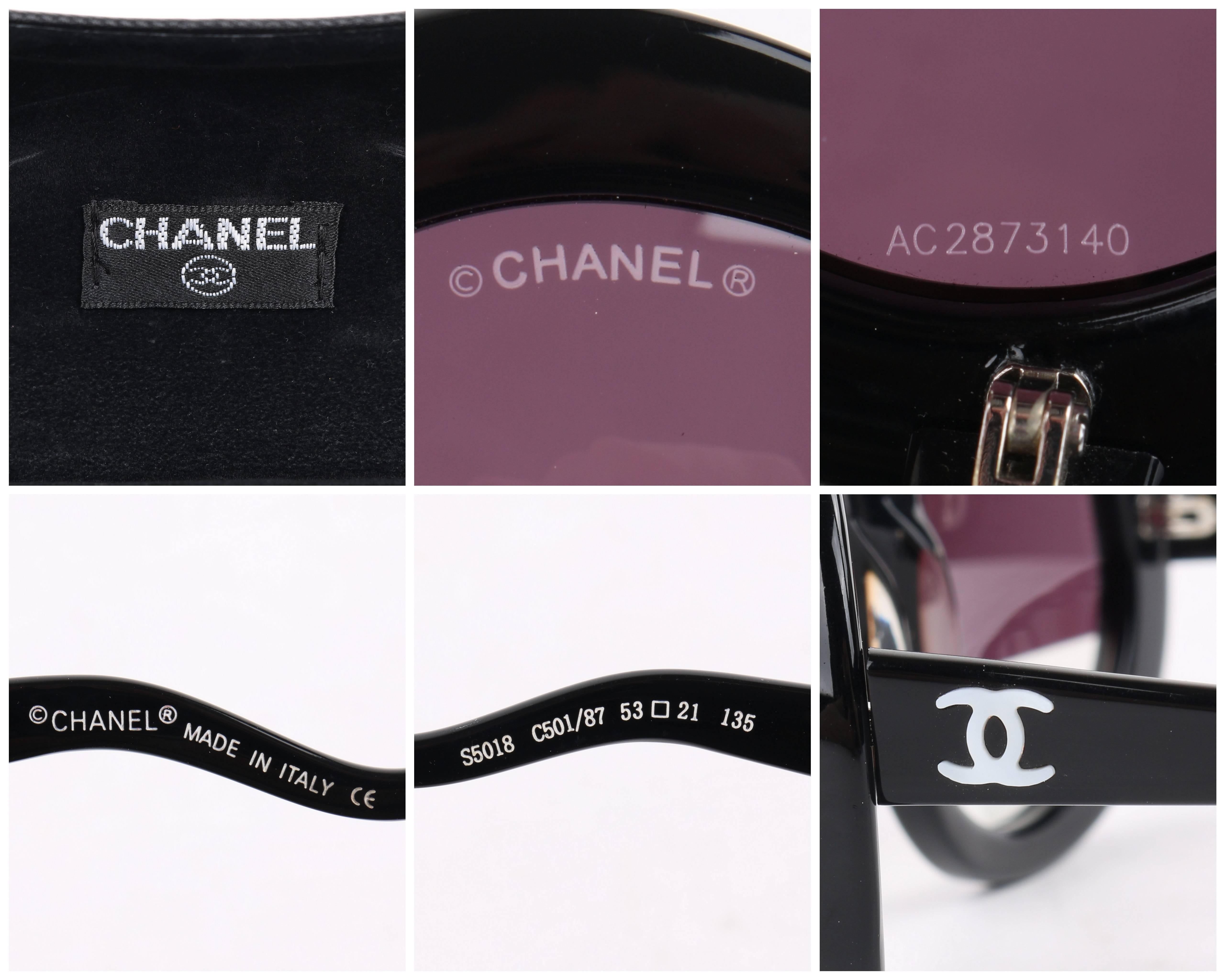 CHANEL S/S 2007 Black Round Half-tint Sunglasses S5018 In Excellent Condition In Thiensville, WI