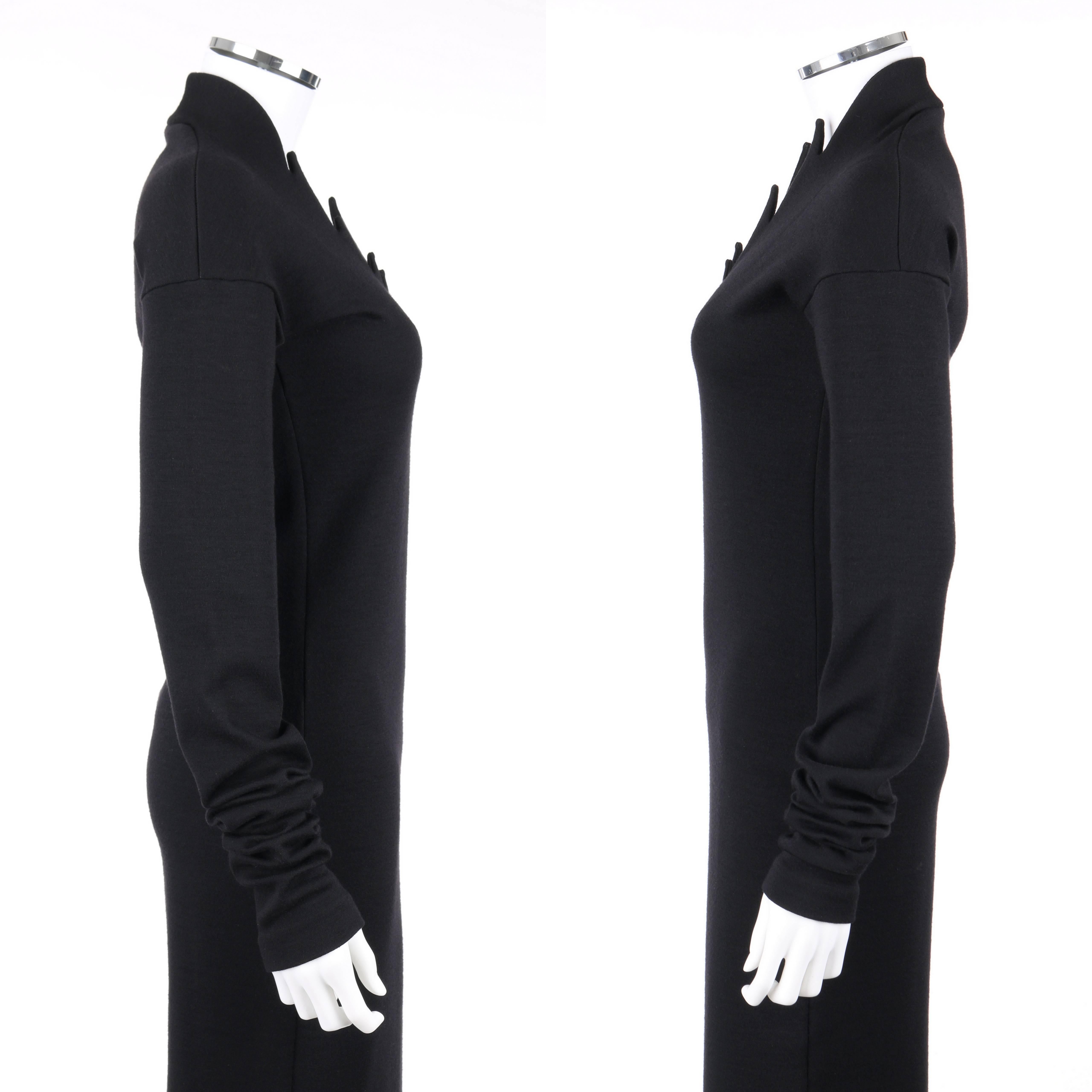ROMEO GIGLI c.1980's Black Wool Knit Avant Garde Stalagmite Sheath Dress In Excellent Condition For Sale In Thiensville, WI