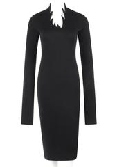 ROMEO GIGLI c.1980's Black Wool Knit Avant Garde Stalagmite Sheath Dress