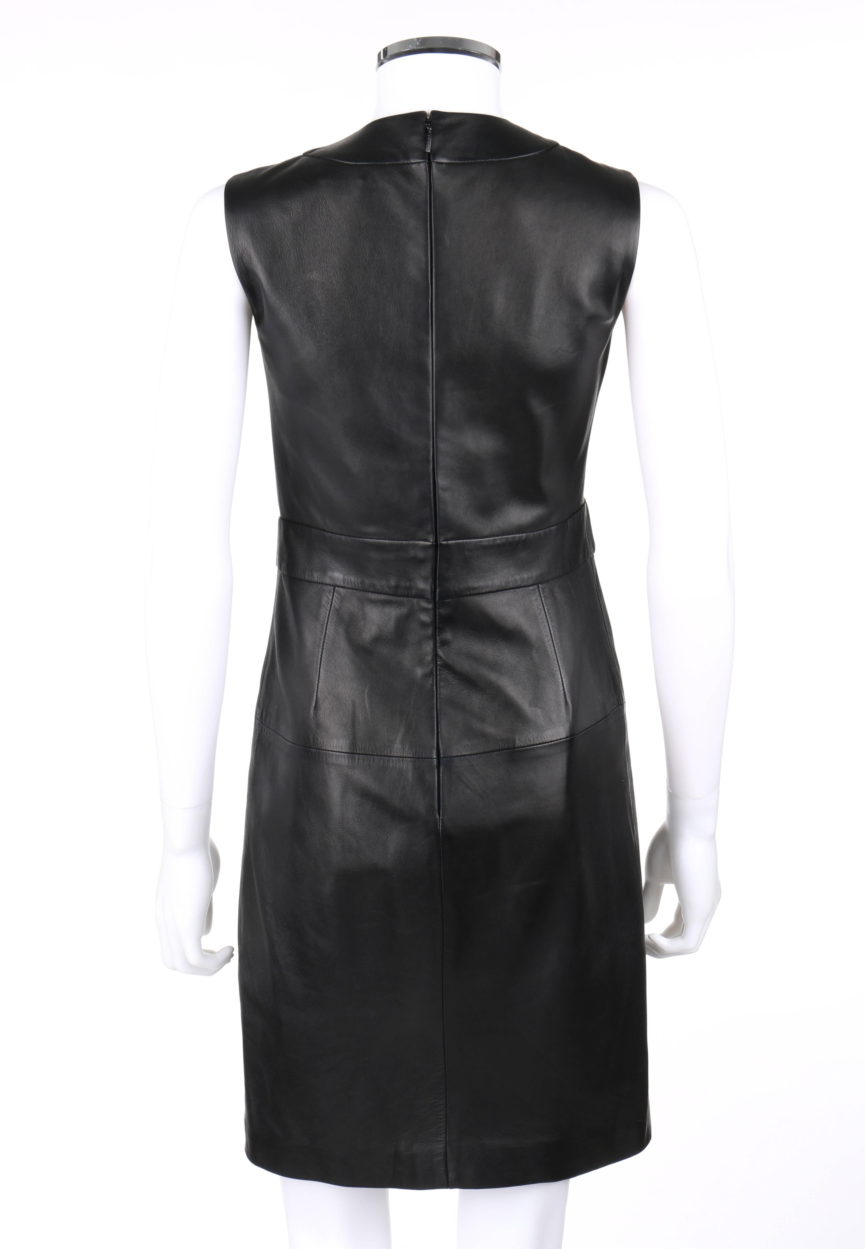 Women's GUCCI S/S 2015 Black Napa Leather Lattice Lace Up Grommeted Sheath Dress