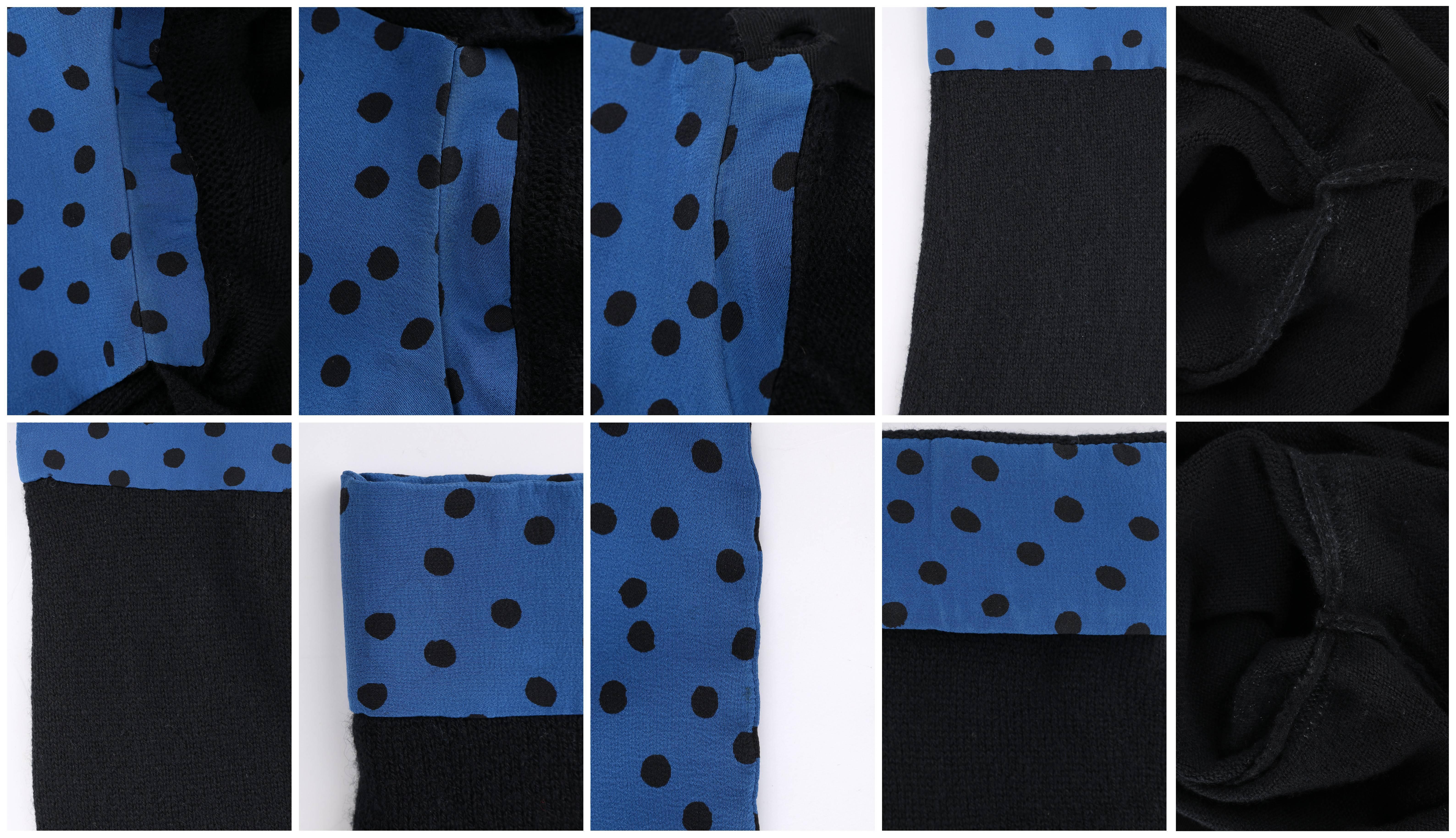 LOUIS VUITTON S/S 2005 Black & Blue Polkadot Cashmere Silk Button Back Sweater 4