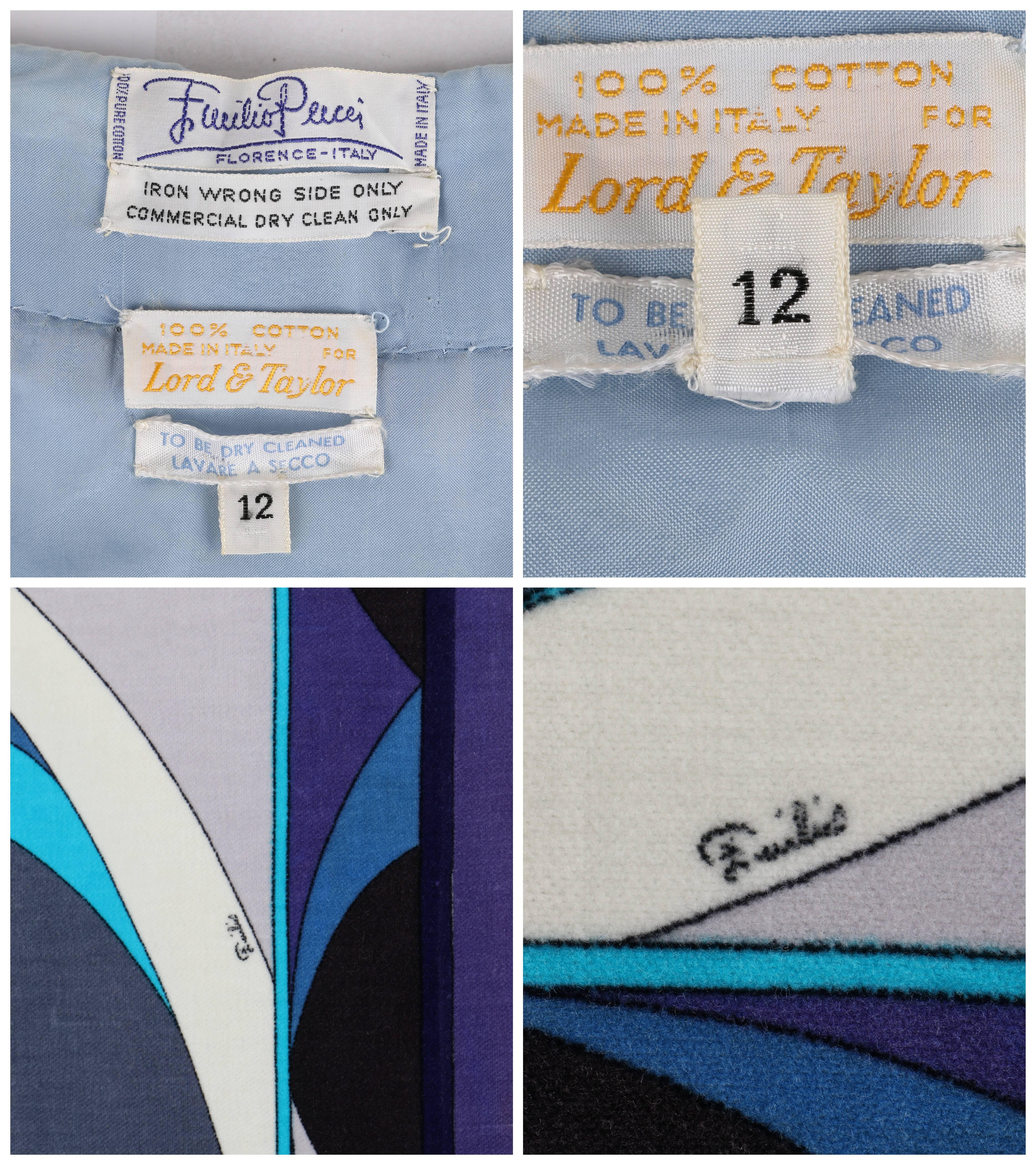 EMILIO PUCCI c.1960's Blue Velvet Signature Windowpane Print Maxi Skirt For Sale 2