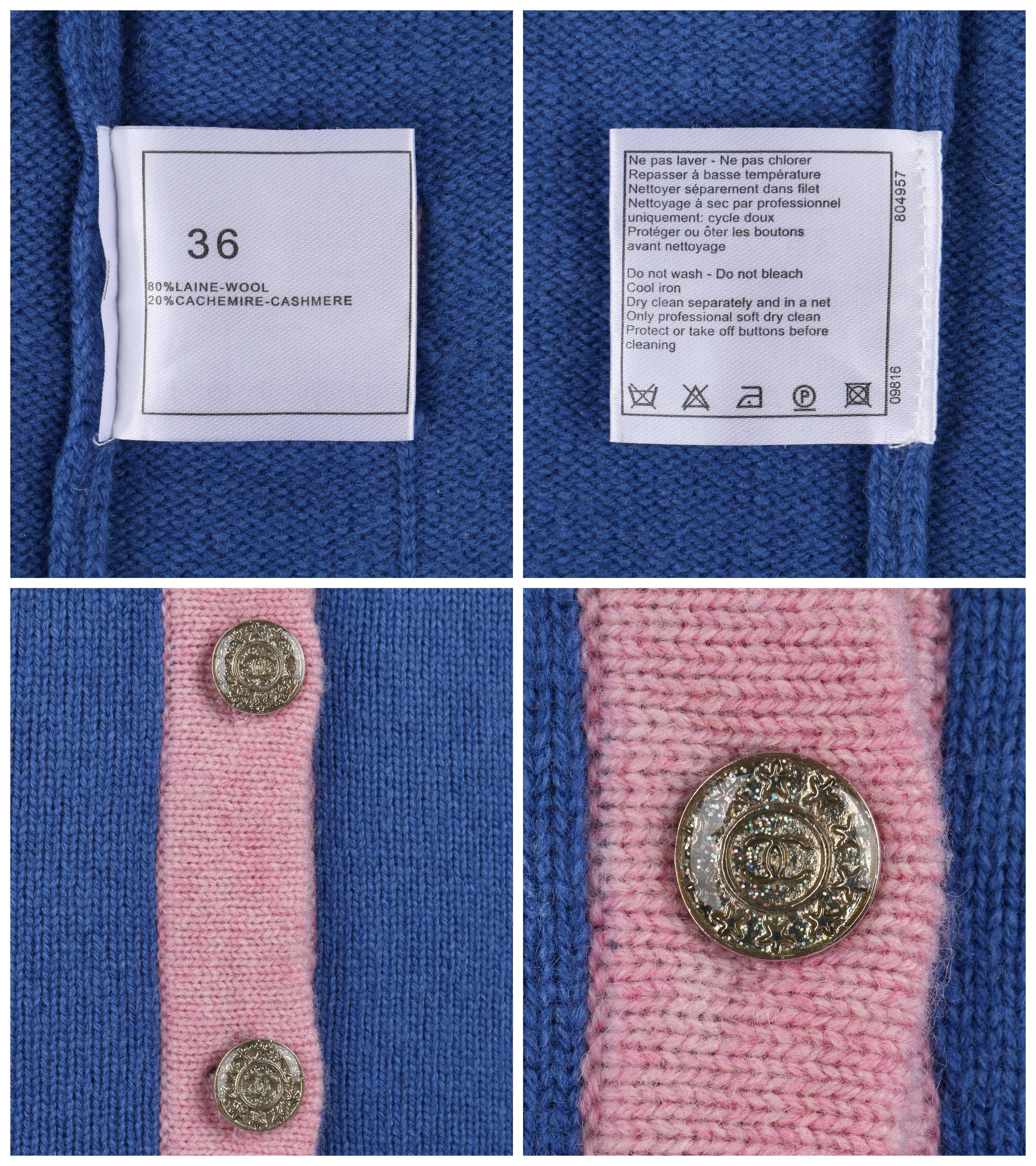 CHANEL S/S 2013 True Blue & Pink Four Pocket Cashmere Bi-color Classic Cardigan  2