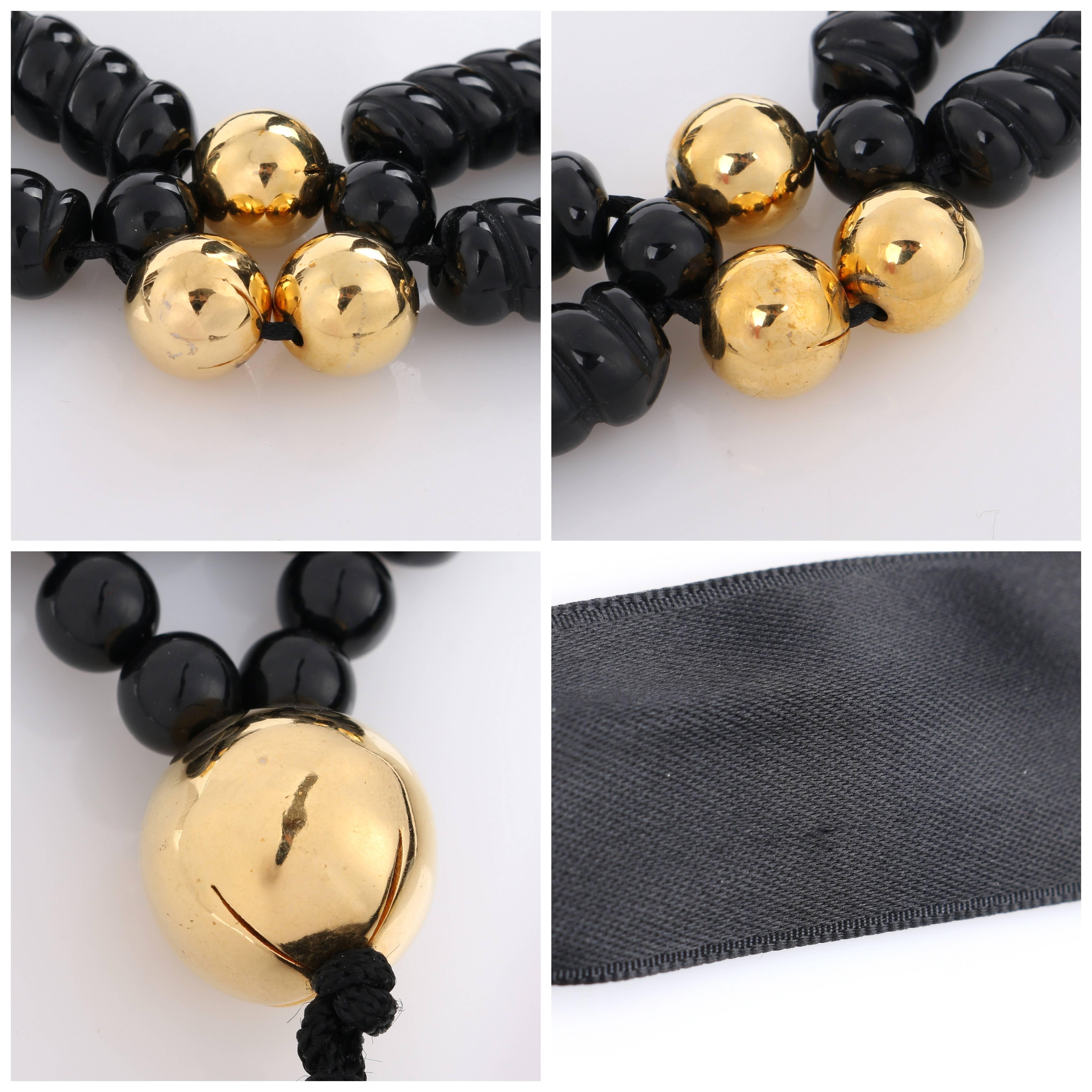 MARNI Resort 2012 Black & Gold Beaded Tassel Pendant Statement Necklace / Belt 1
