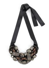 OSCAR DE LA RENTA Fall 2009 Gold Copper Beaded Tulle Statement Bib Necklace NWT