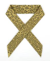 HERMES "Twilly" Chartreuse Scattered Signature Print Silk Skinny Scarf Neck Tie