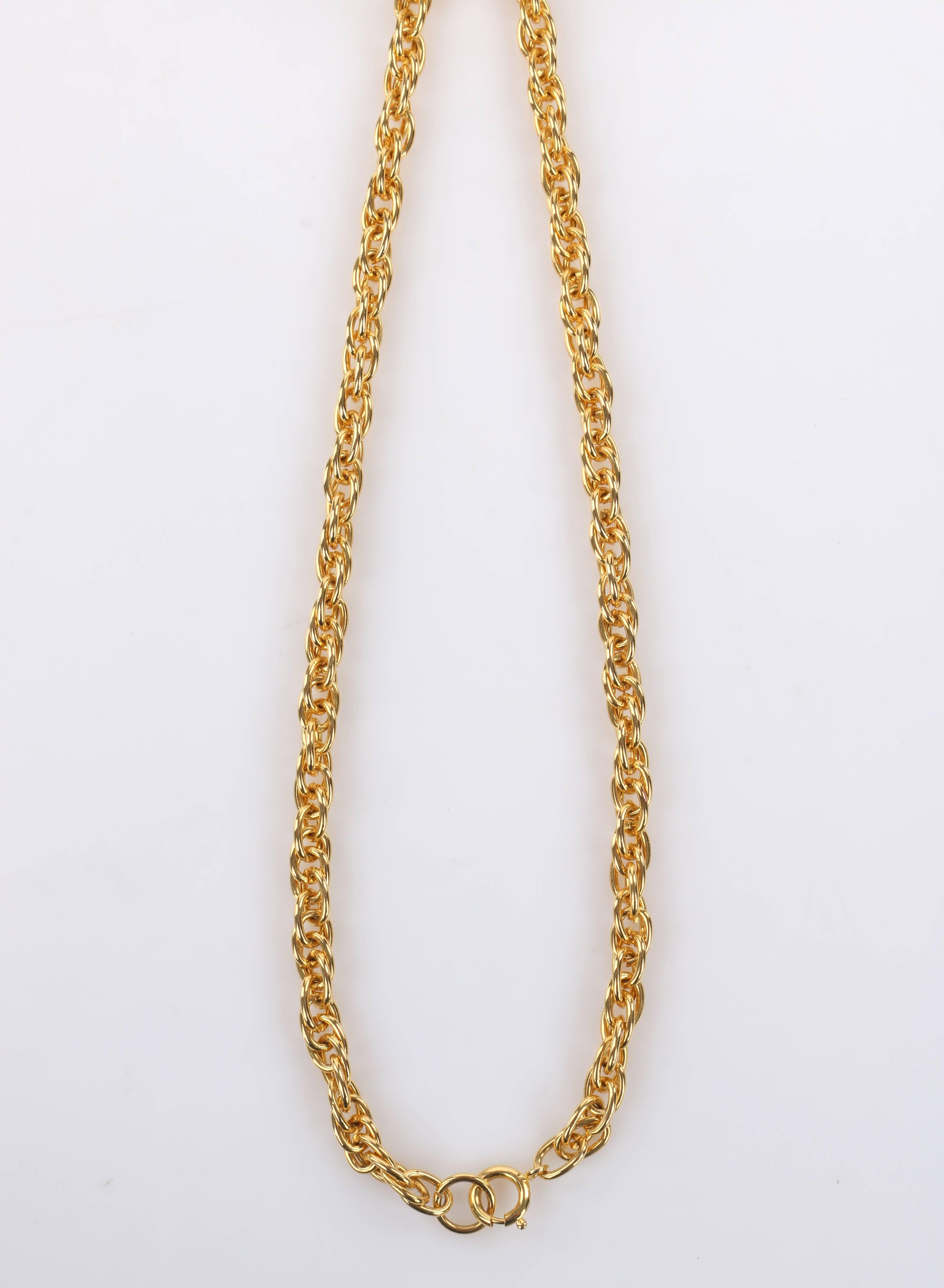 HATTIE CARNEGIE c.1970's Large Gold Fish & Anchor Pendant Statement Necklace For Sale 1