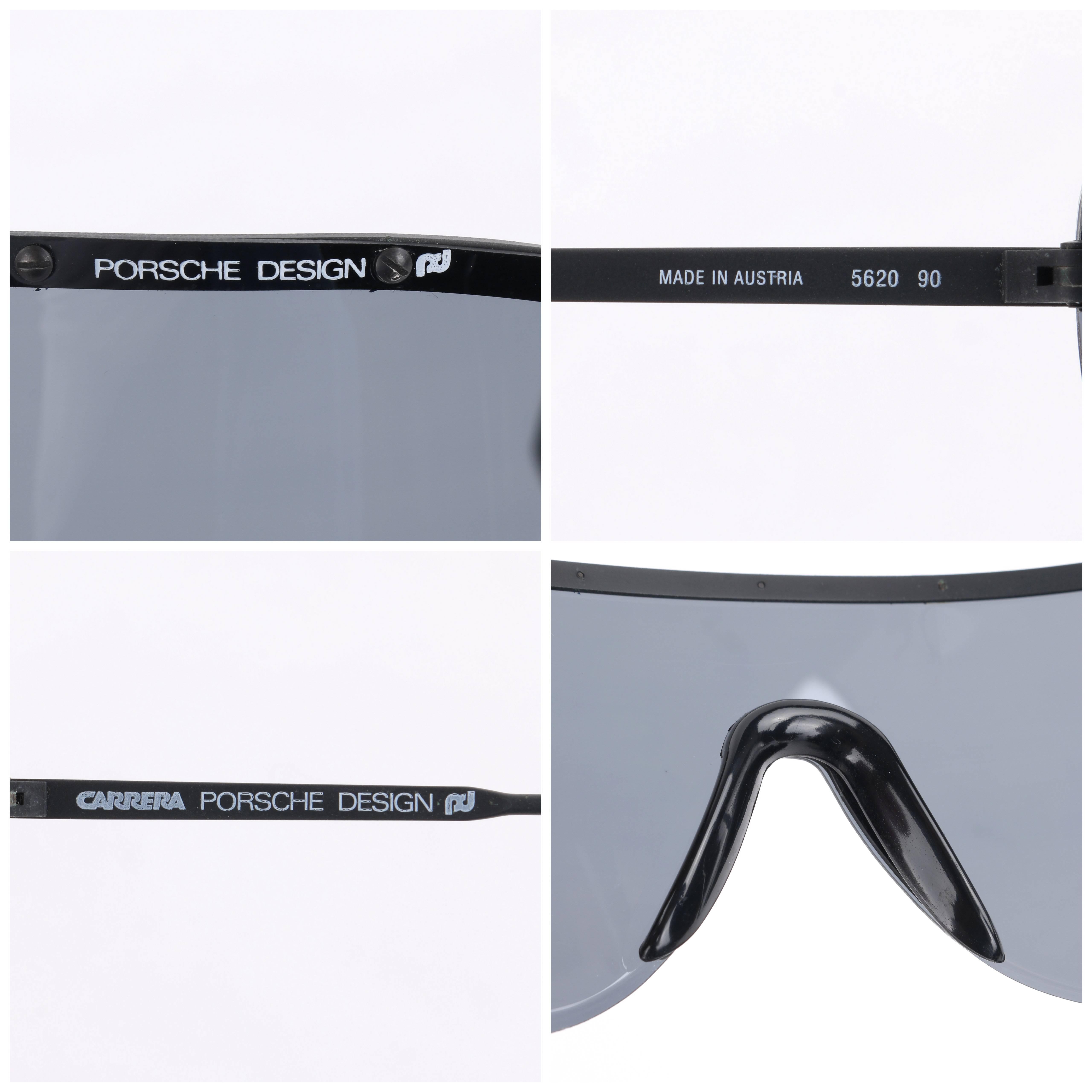 PORSCHE DESIGN BY CARRERA c.1980's Black Wrap Lens Sport Sunglasses 5620 NOS 1