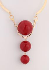 VERSACE c.1980 UGO CORREANI Ciondolo a sfera modernista in oro e rosso NOS