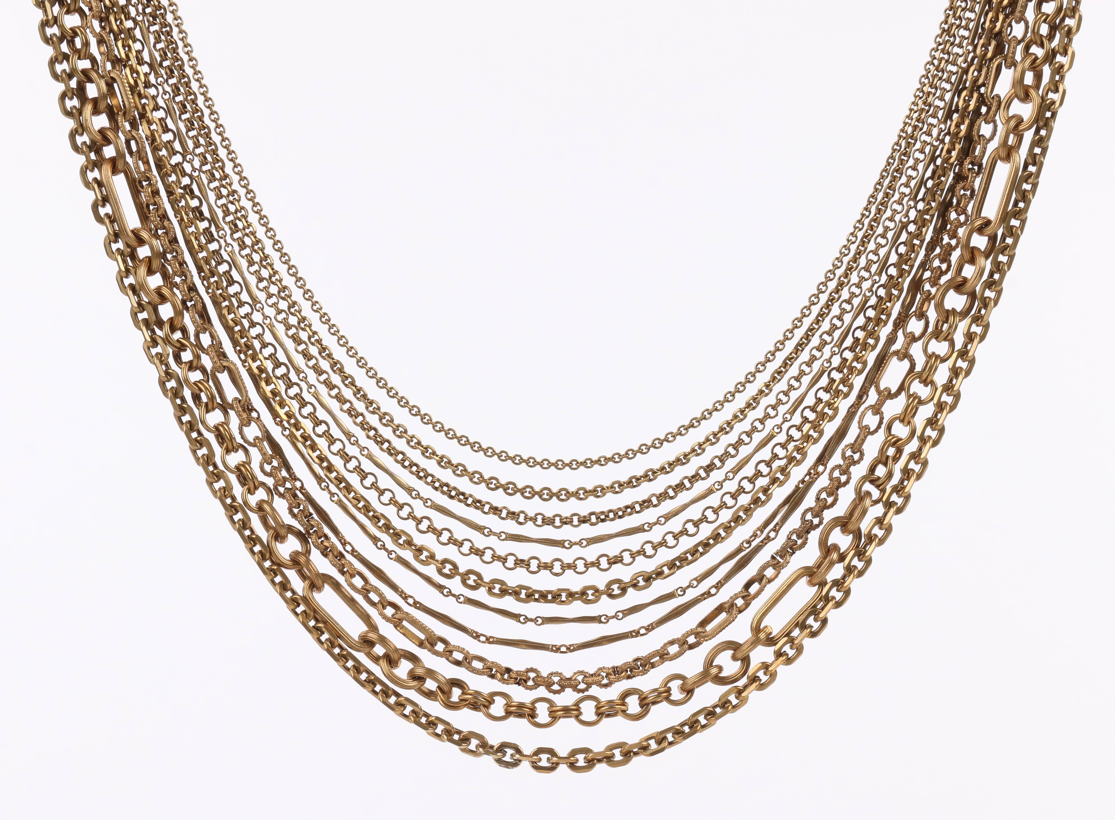 STEPHEN DWECK Bronze Multistrand Chain Necklace In Excellent Condition In Thiensville, WI