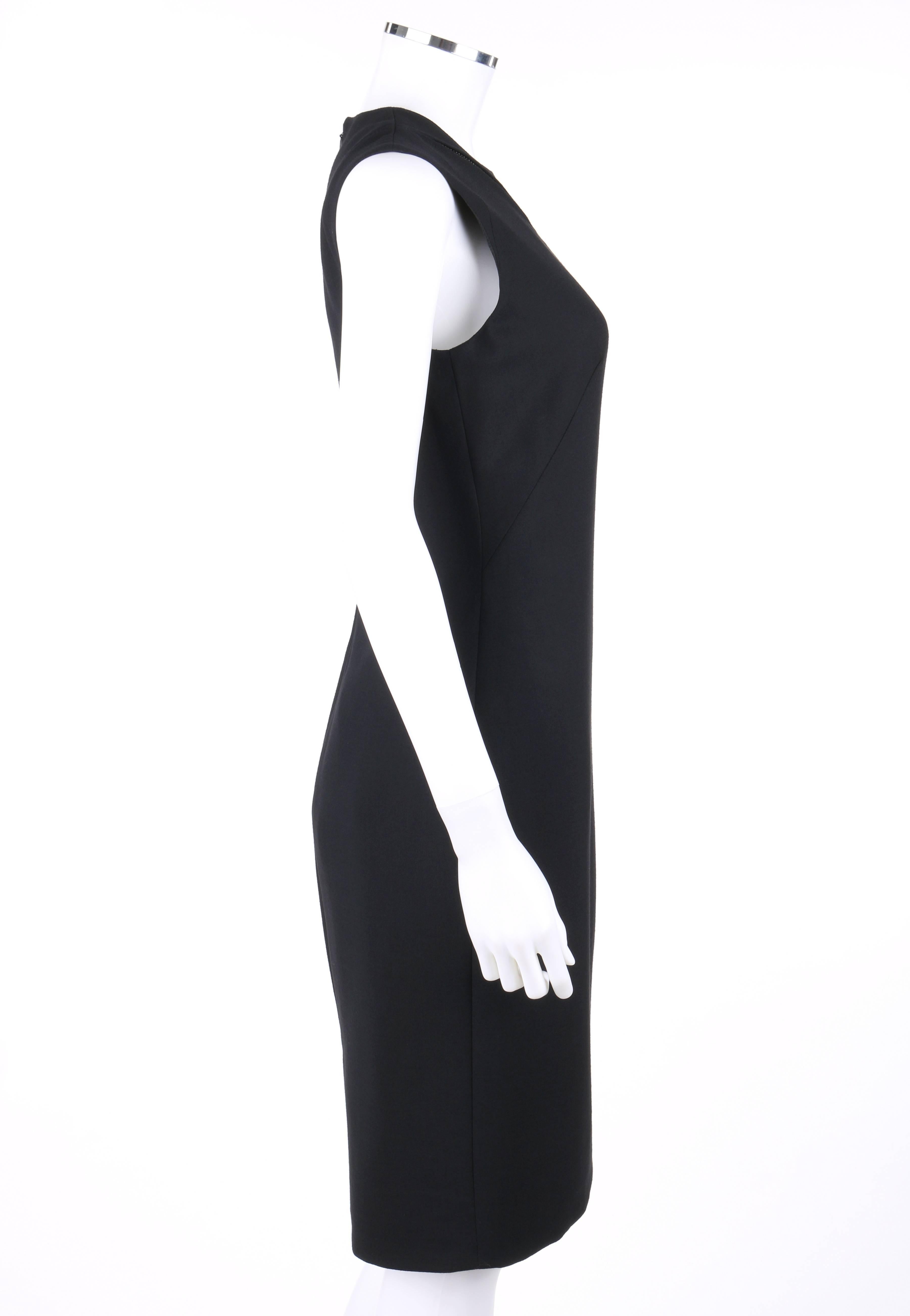 VERSACE A/W 2009 Black Metal Mesh Inset Sheath Cocktail Dress In Excellent Condition In Thiensville, WI