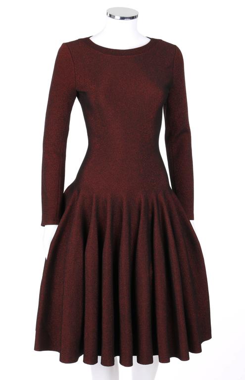 ALAIA Paris Black and Red Metallic Knit Fit and Flare Long Sleeve ...