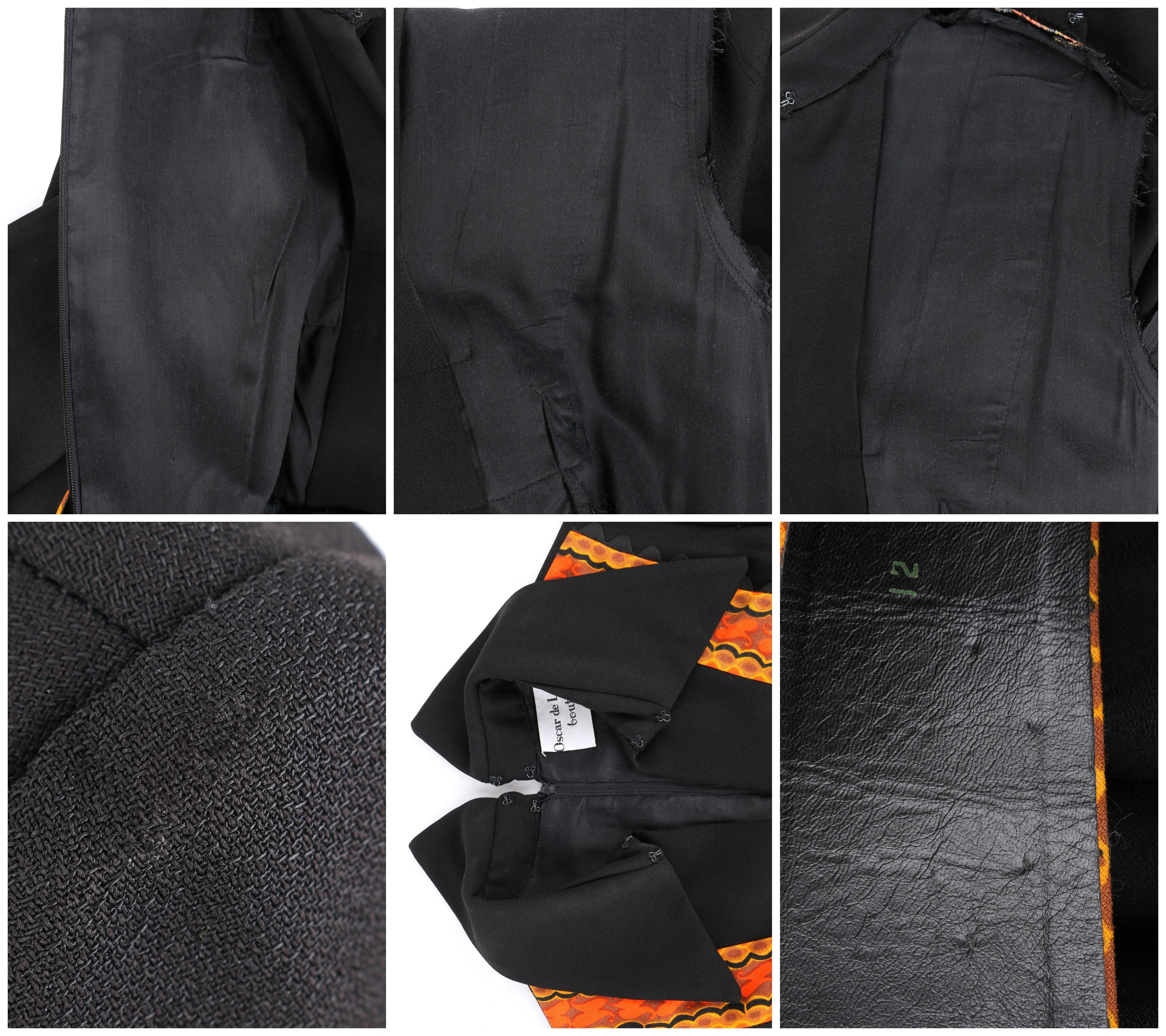 OSCAR DE LA RENTA Boutique c.1970's Black Wool Crepe Long Sleeve Belted Jumpsuit 4