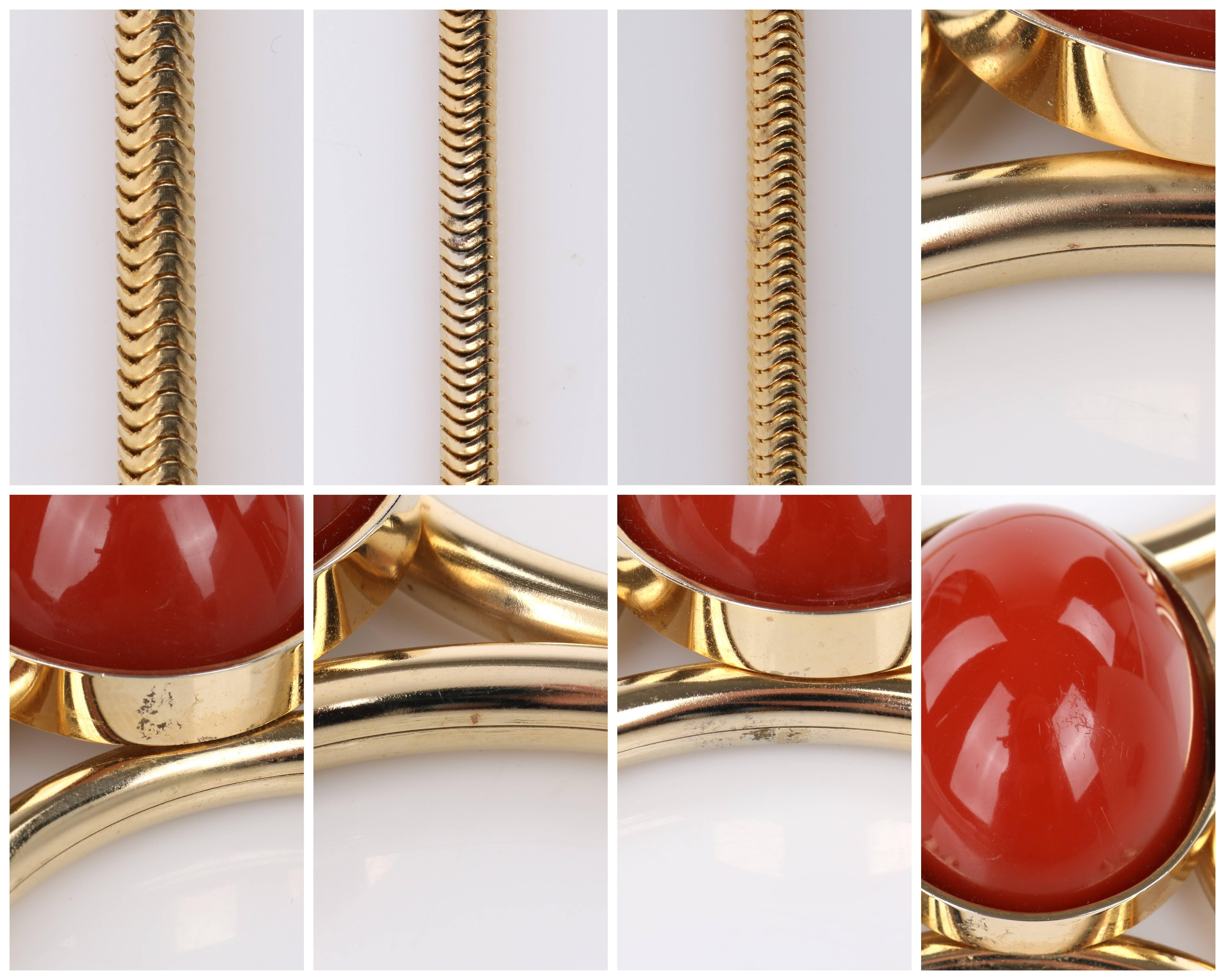 JULIANA D&E, collier pendentif moderniste en or avec cabochon orange brûlé des années 1970 en vente 6