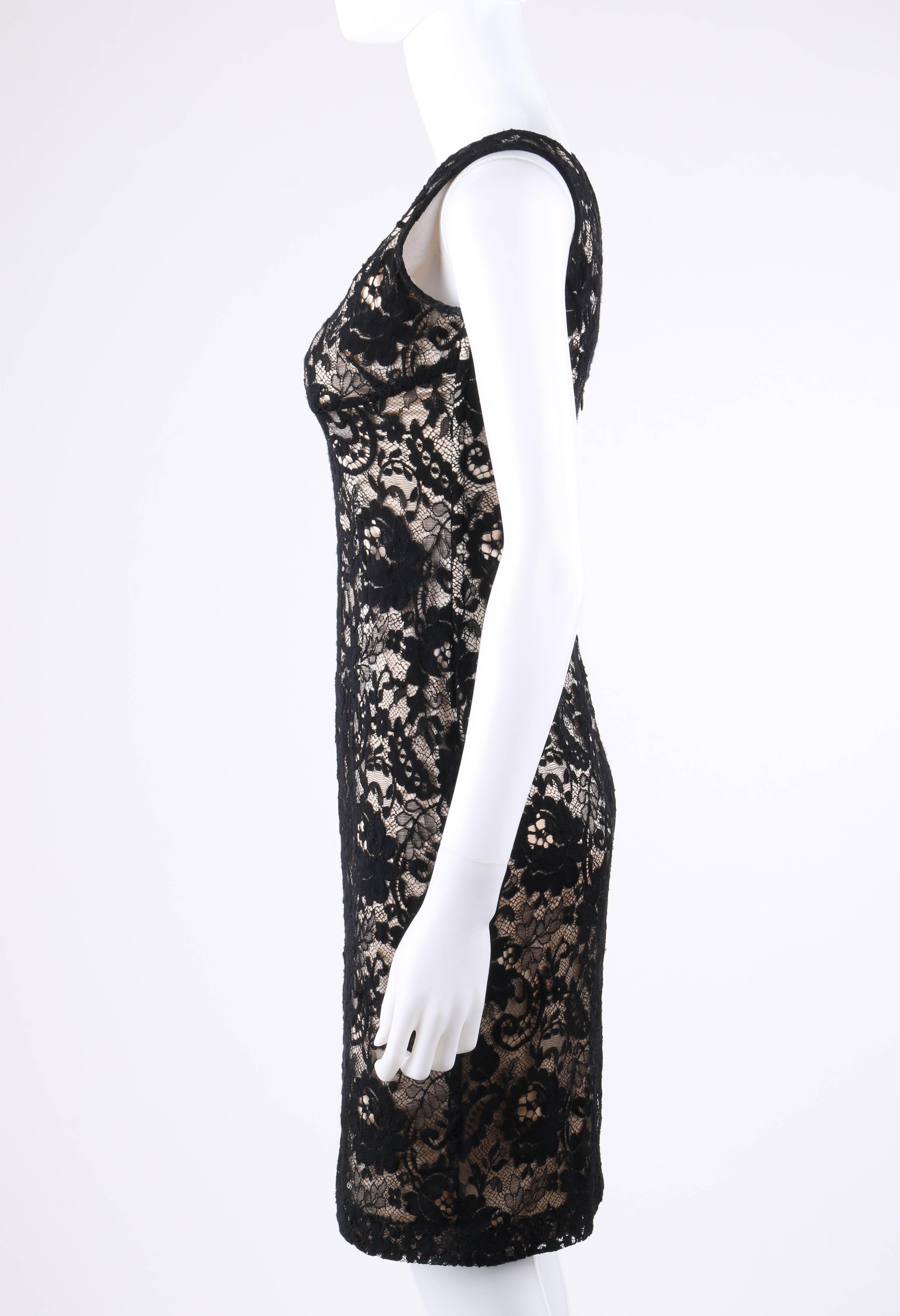 DOLCE & GABBANA A/W 2011 Vestido de cóctel negro de encaje floral superpuesto en Bueno estado para la venta en Thiensville, WI