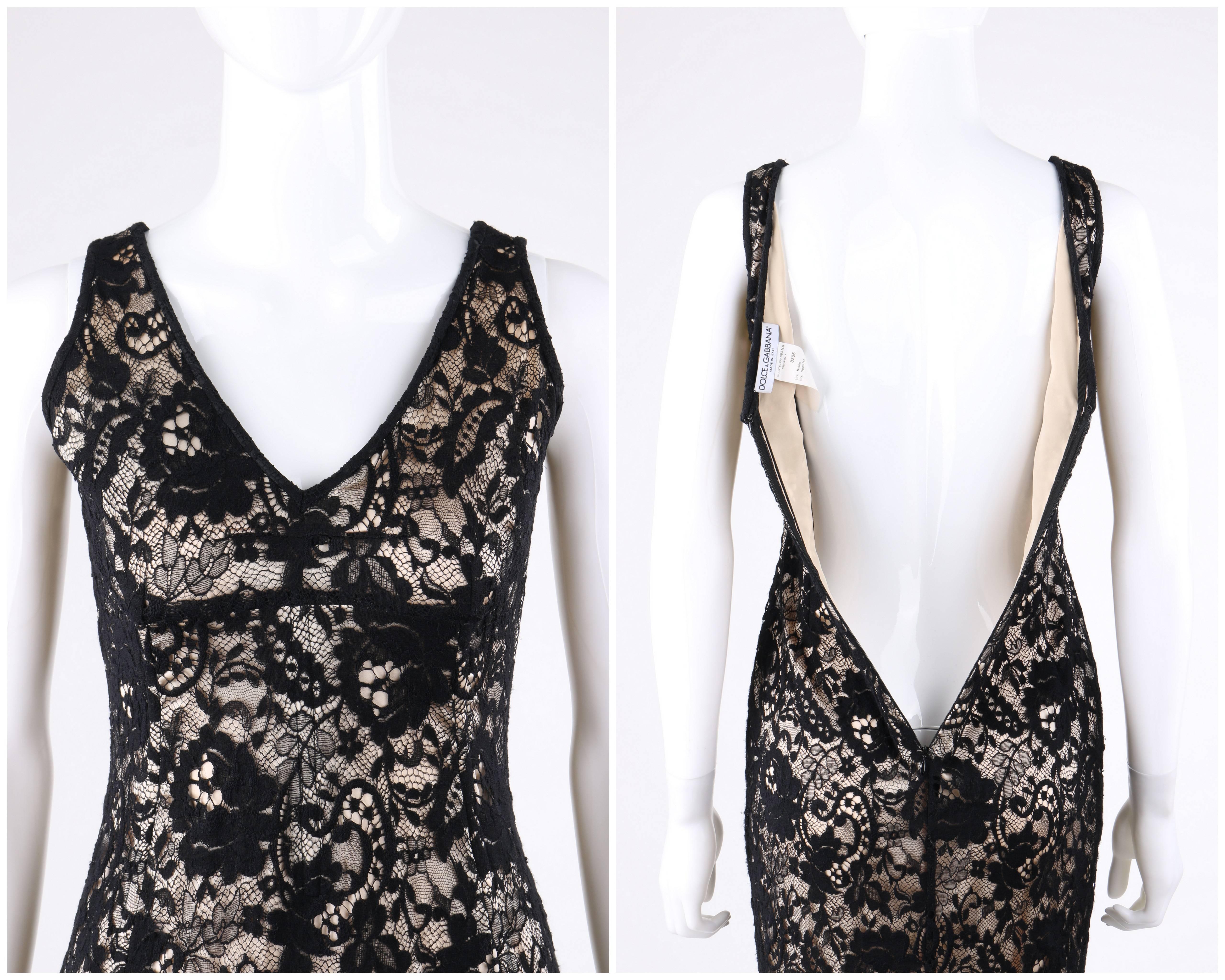 DOLCE & GABBANA A/W 2011 Black Floral Lace Overlay Cocktail Dress In Good Condition For Sale In Thiensville, WI