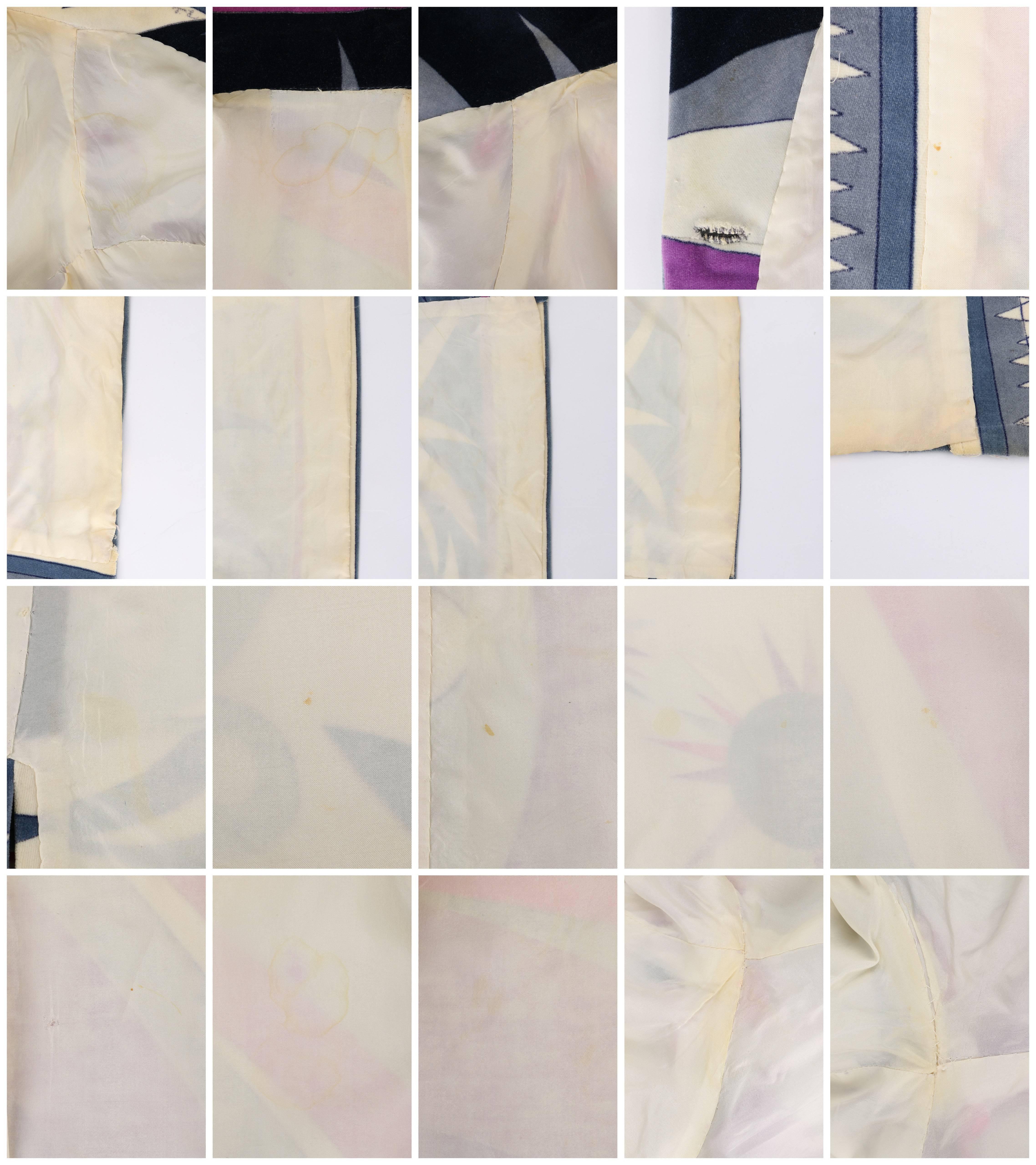 EMILIO PUCCI c.1960's Multicolor Abstract Sunburst Signature Print Velvet Jacket 1