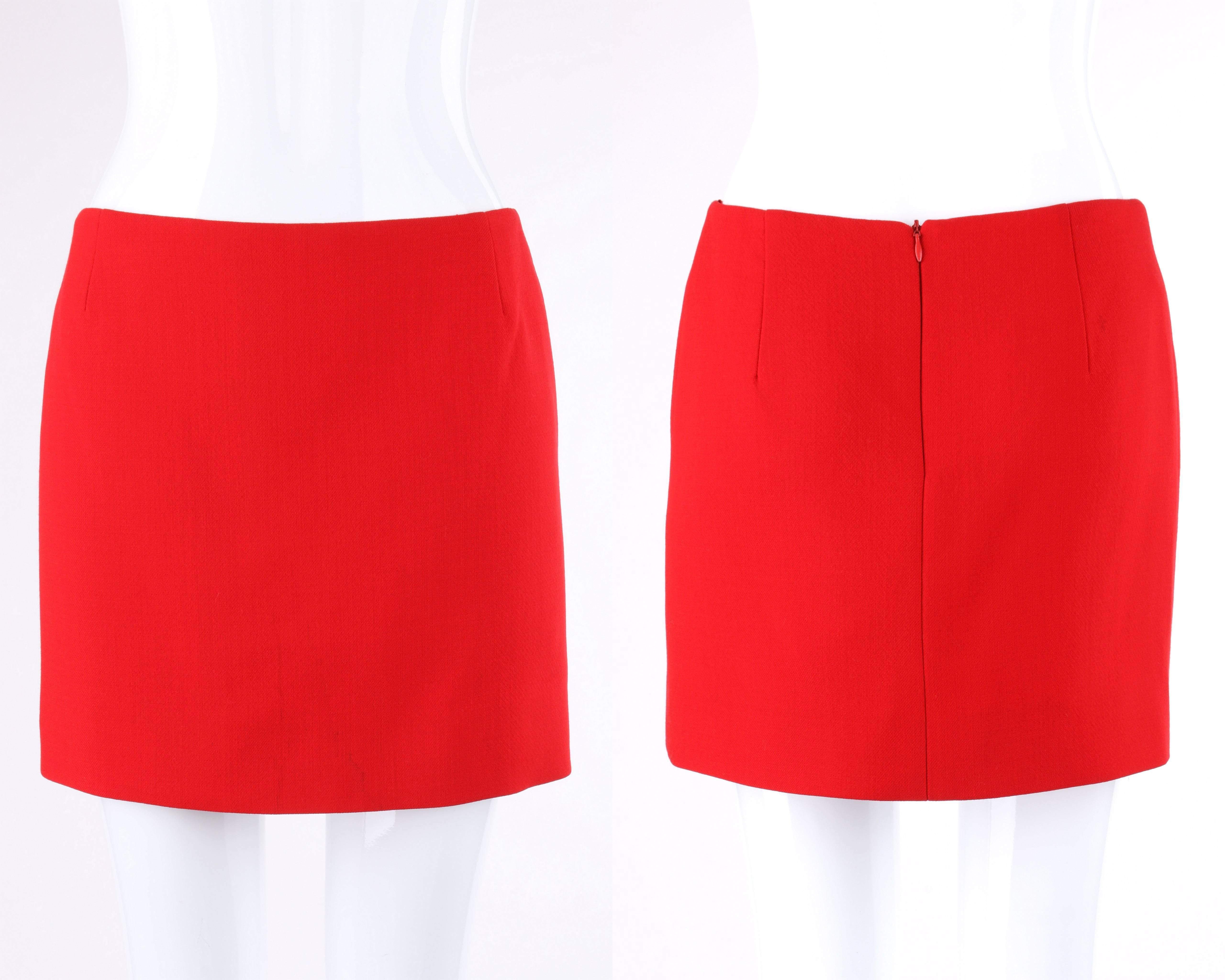red blazer and skirt set
