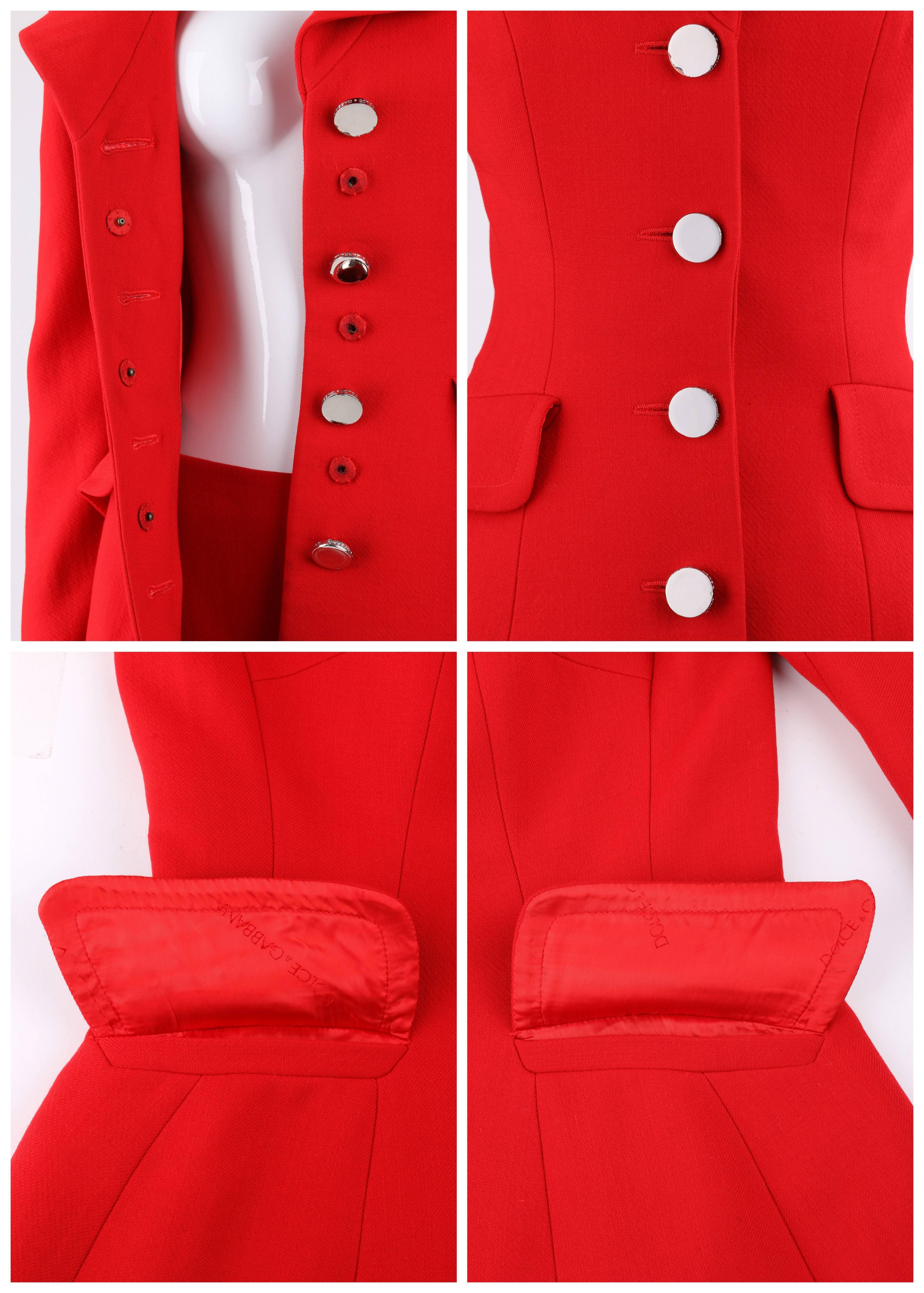 Women's DOLCE & GABBANA A/W 1995 2 Piece Red 100% Wool Blazer Mini Skirt Suit Set