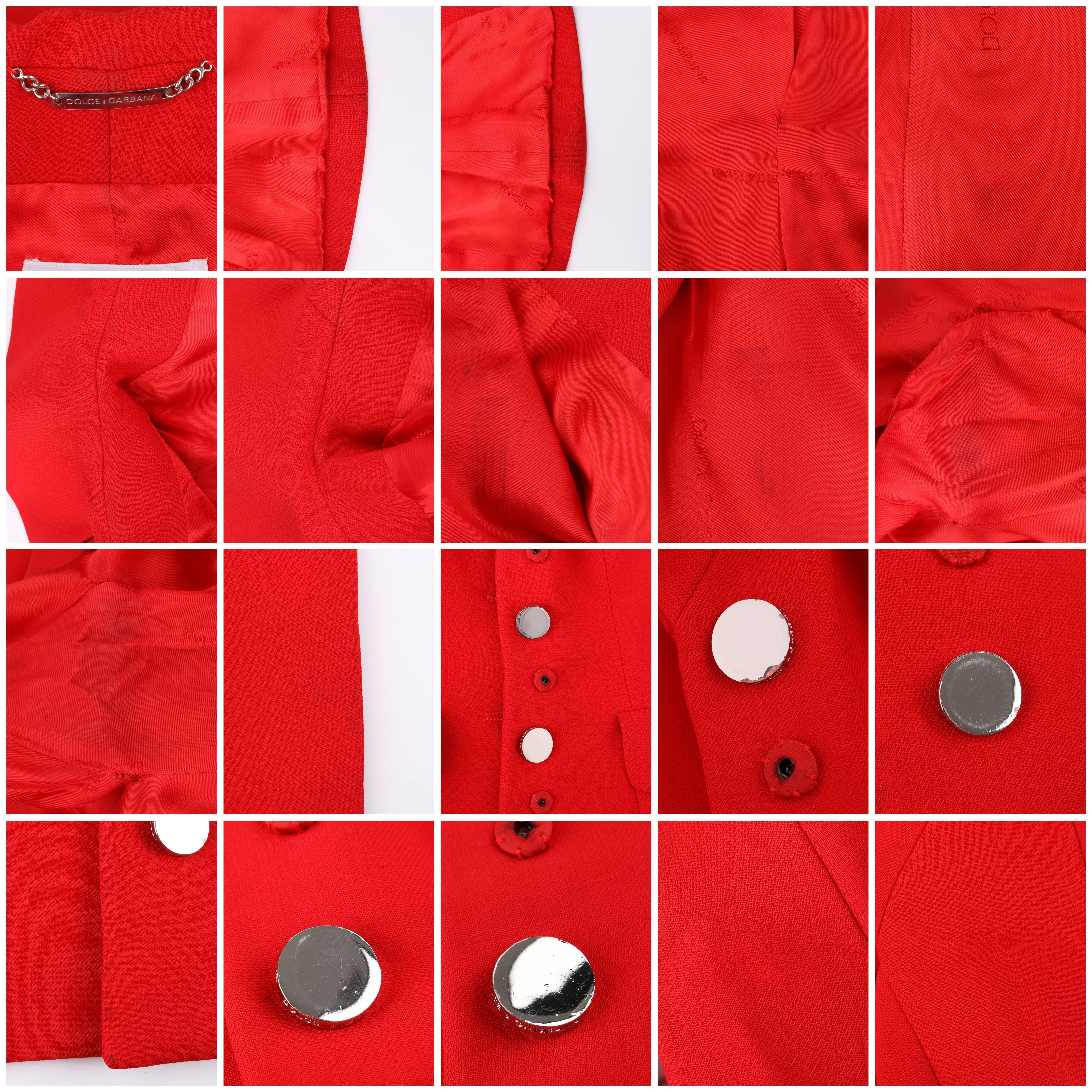 DOLCE & GABBANA A/W 1995 2 Piece Red 100% Wool Blazer Mini Skirt Suit Set 2
