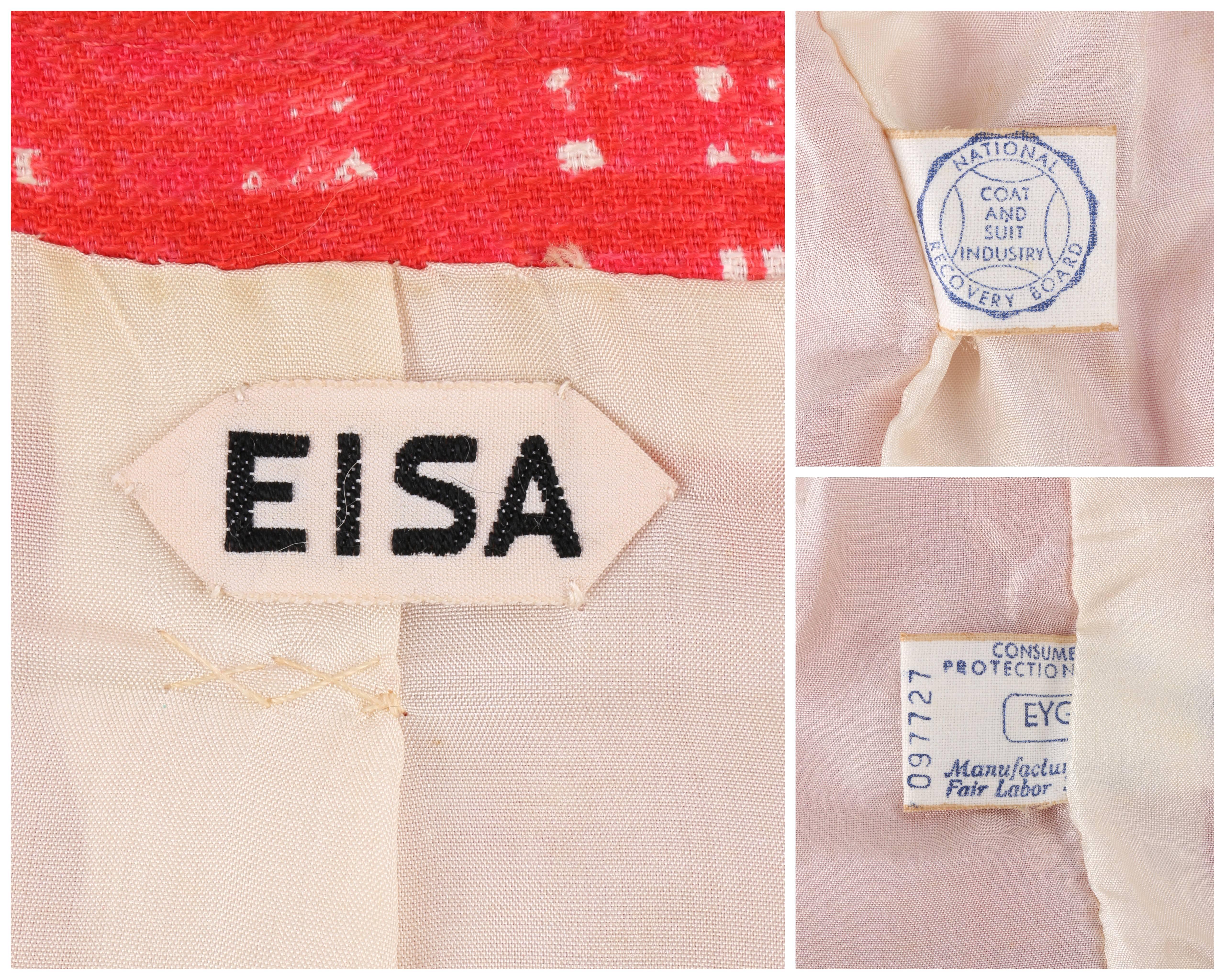 EISA c.1960's CRISTOBAL BALENCIAGA Pink Painterly Check Cotton Blazer & Belt 1